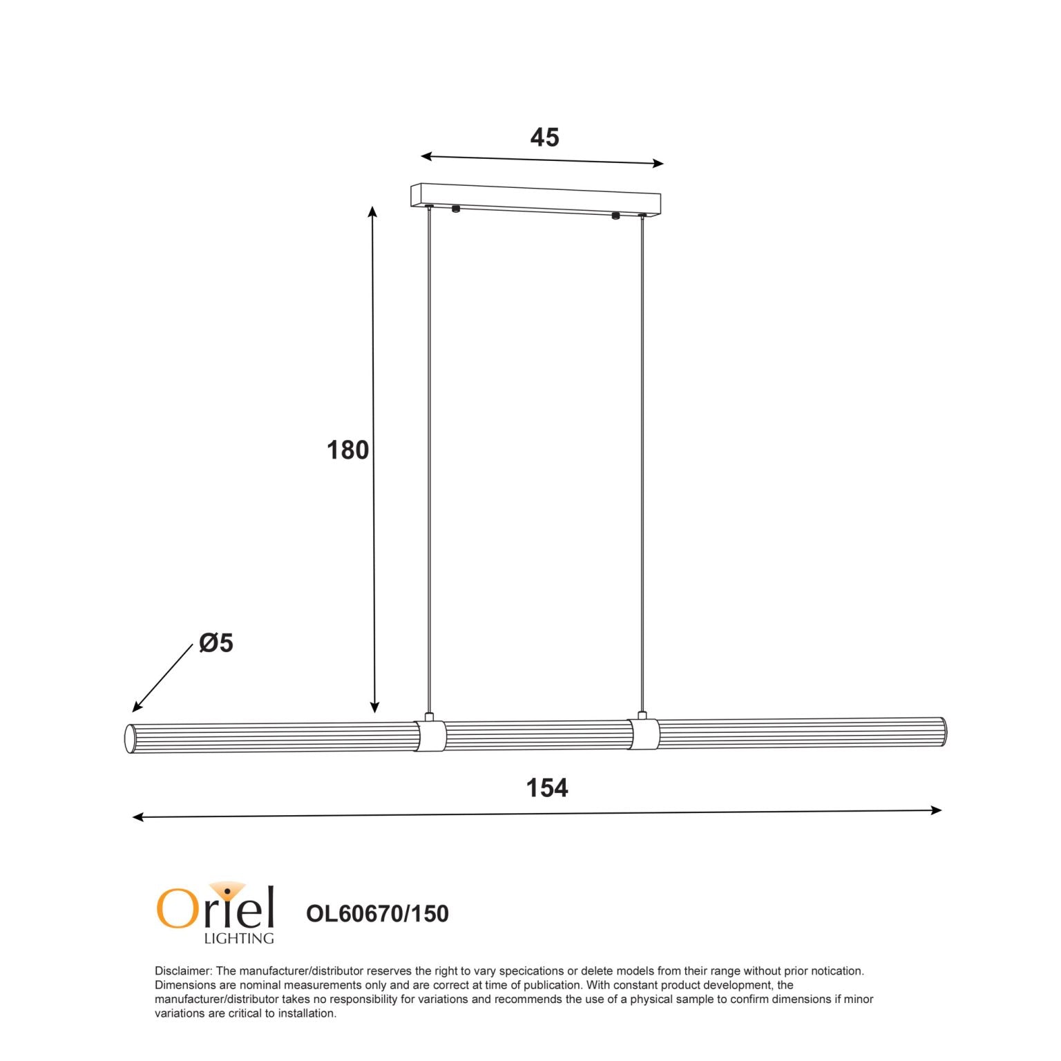 MAXWELL BRONZE Linear Ribbed TriColour LED Pendant