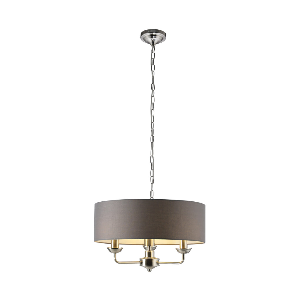 Beata 1 Light Small Chandelier Light Satin Nickel & Grey - LL002CH095S