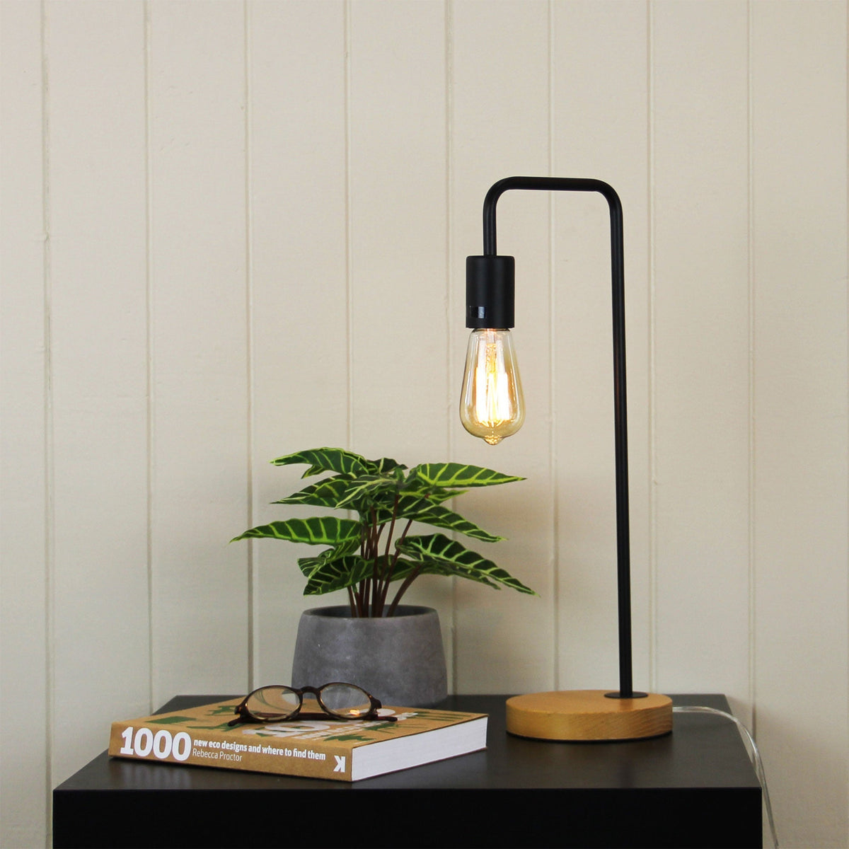 Lane Table Lamp Base Timber With Black Arm