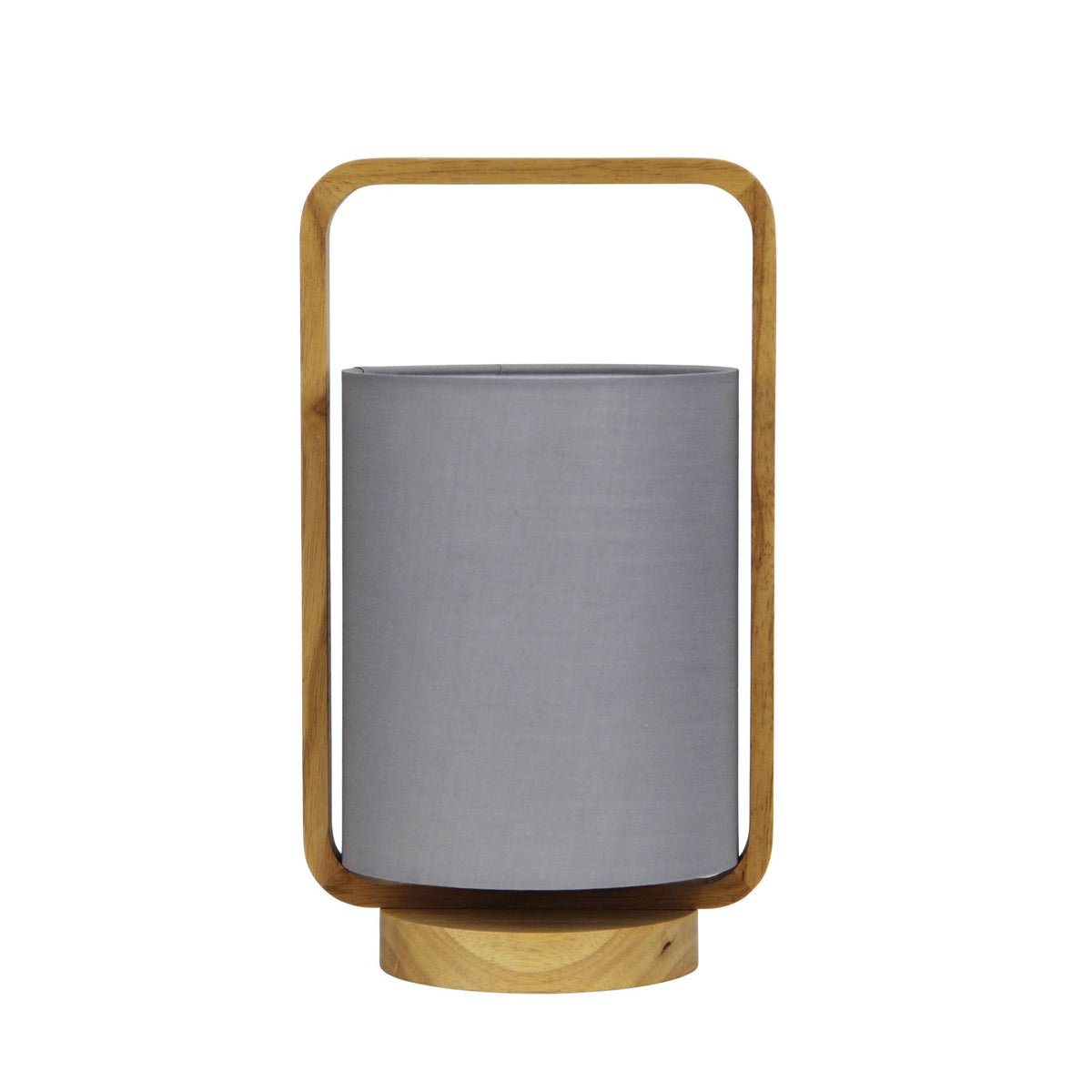 Lucia Table Lamp Wood and Grey Shade