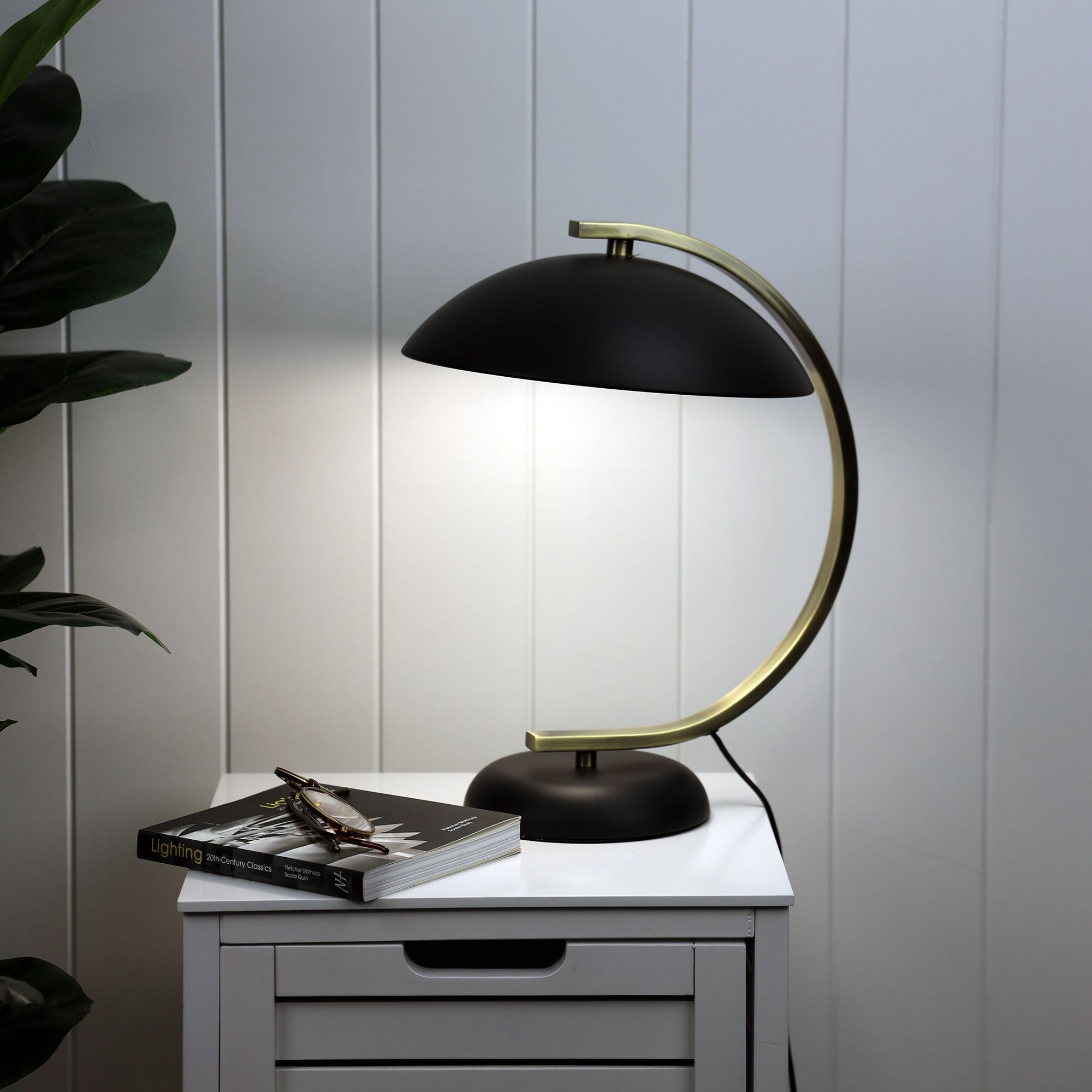 Deco Table Lamp Black and Antique Brass