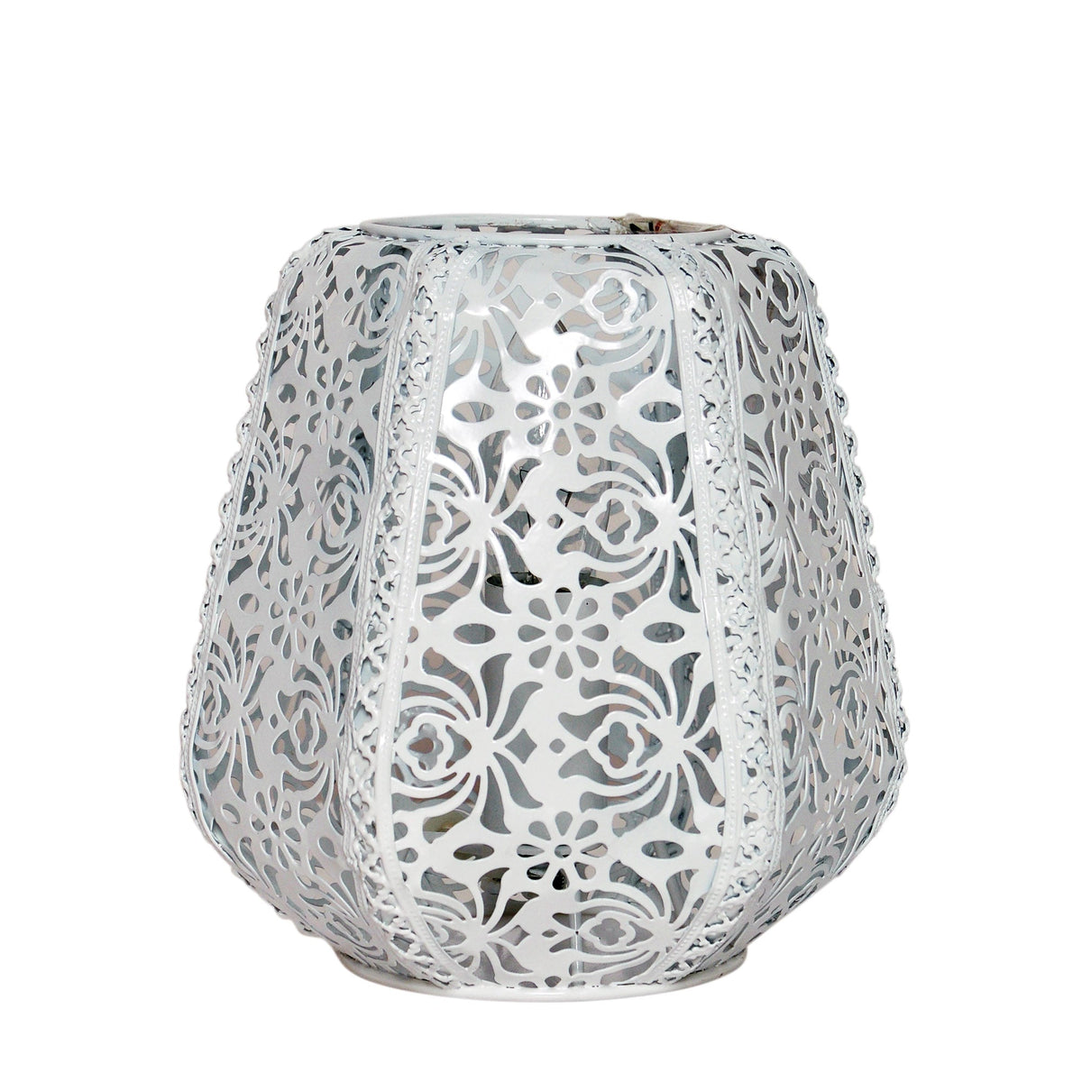 Lace Laser Cut Antique White Metal Table Lamp