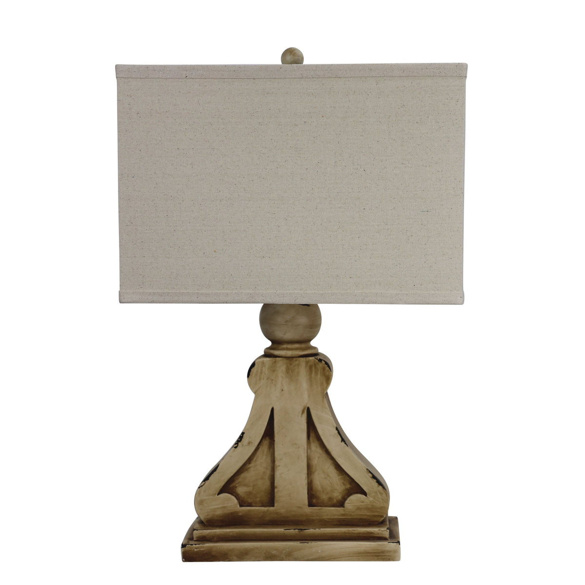 Provence Complete Wood-tone Resin Table Lamp with White Shade