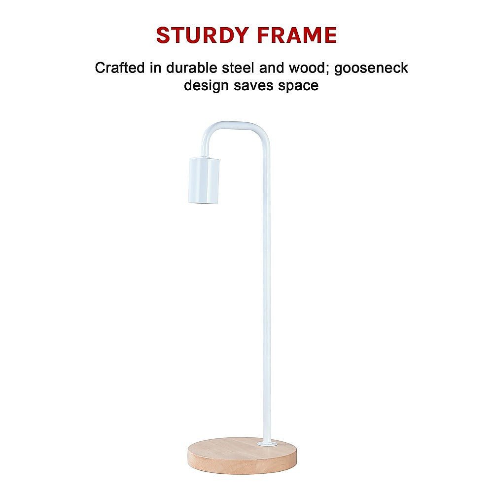 Modern Table lamp Desk Light Timber Base Bedside Bedroom White-Home & Garden > Lighting-Dropli