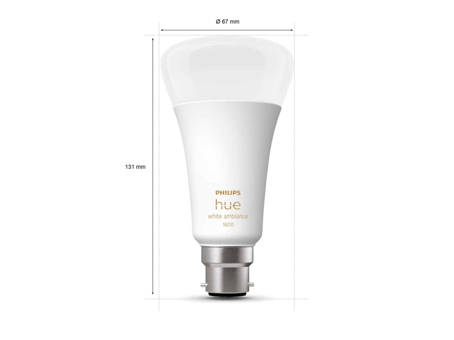13W 1600lm B22 Dimmable White Ambiance Philips Hue A67 Globe