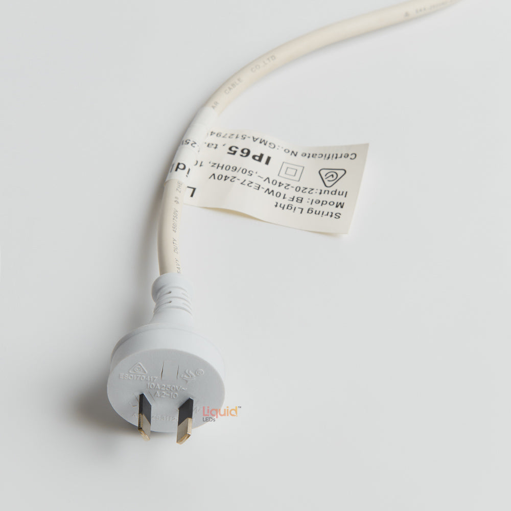 10m White Festoon String Lights with 10 Bulb 240V