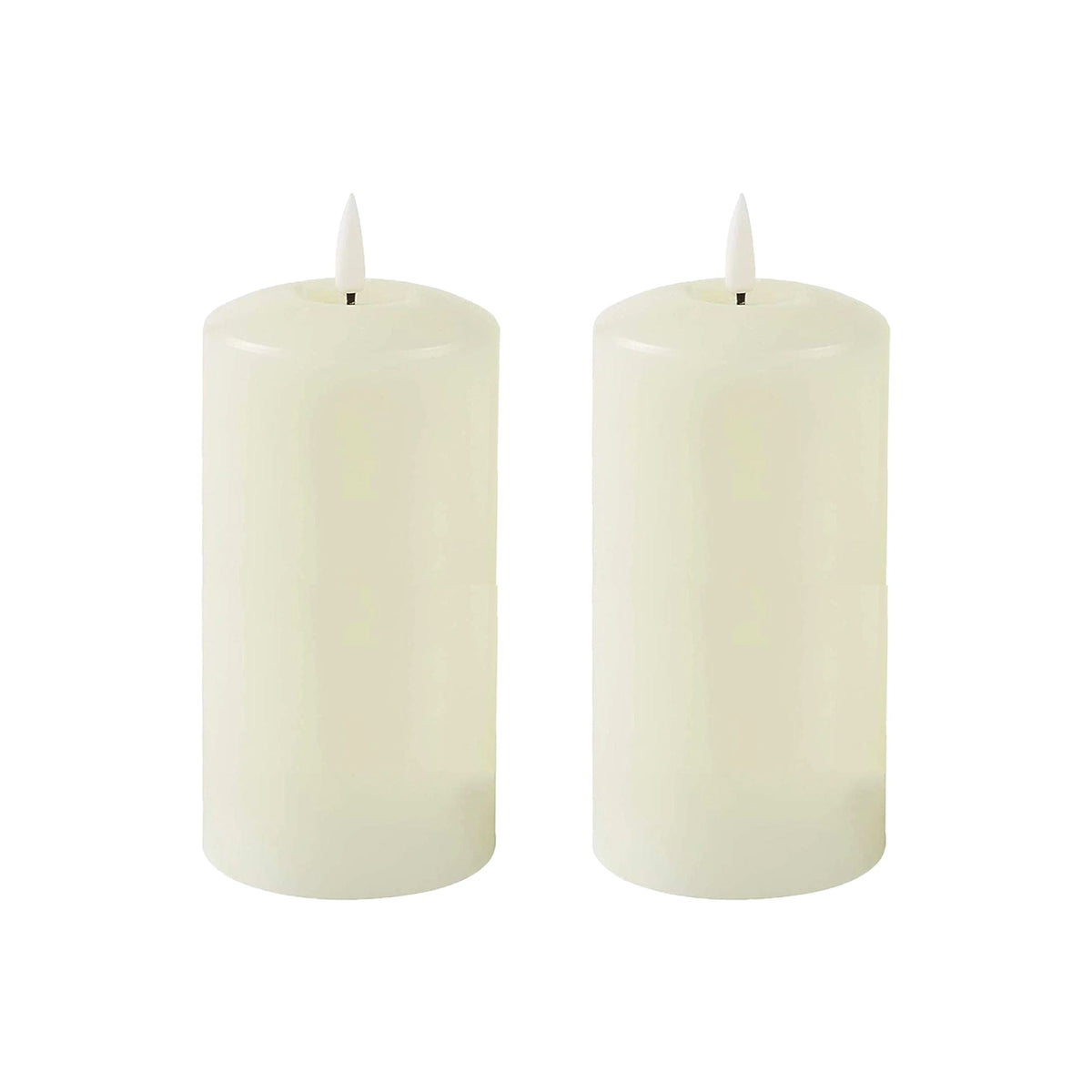 Set of 2 LED Ivory Wax Pillar Candles - 3 Size options-Christmas Table Decoration&Candle-Lexi Lighting