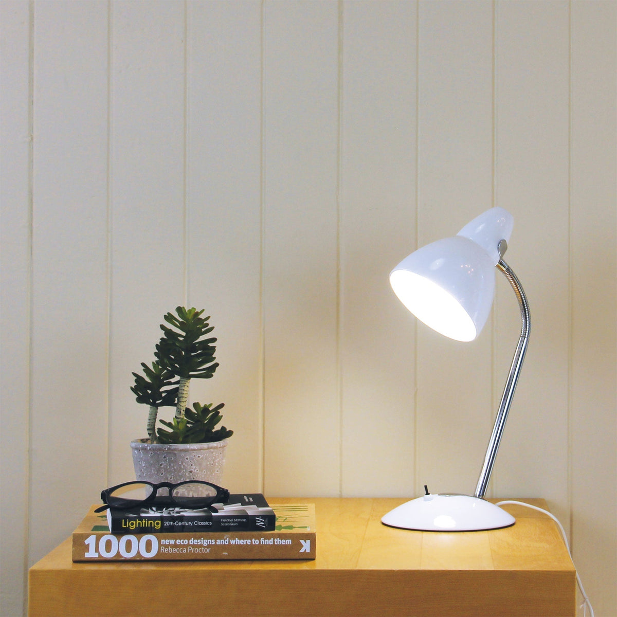 Trax Desk Lamp White-TABLE AND FLOOR LAMPS-Oriel