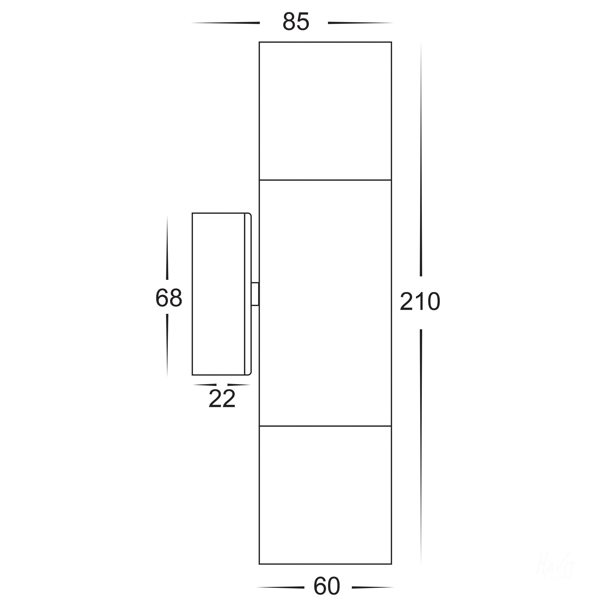 HV1035T-HV1037T - Tivah White TRI Colour Up & Down Wall Pillar Lights