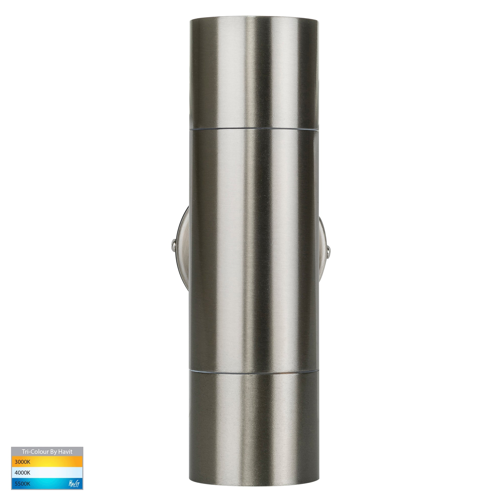 HV1072T - Fortis Stainless Steel TRI Colour Up & Down Wall Pillar Lights