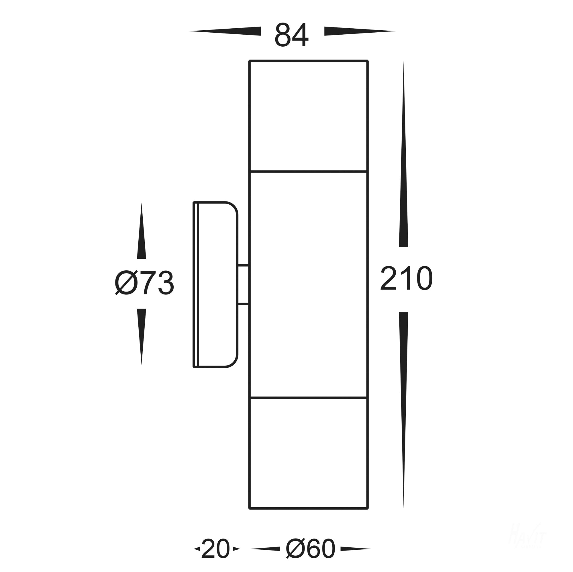 HV1072T - Fortis Stainless Steel TRI Colour Up & Down Wall Pillar Lights