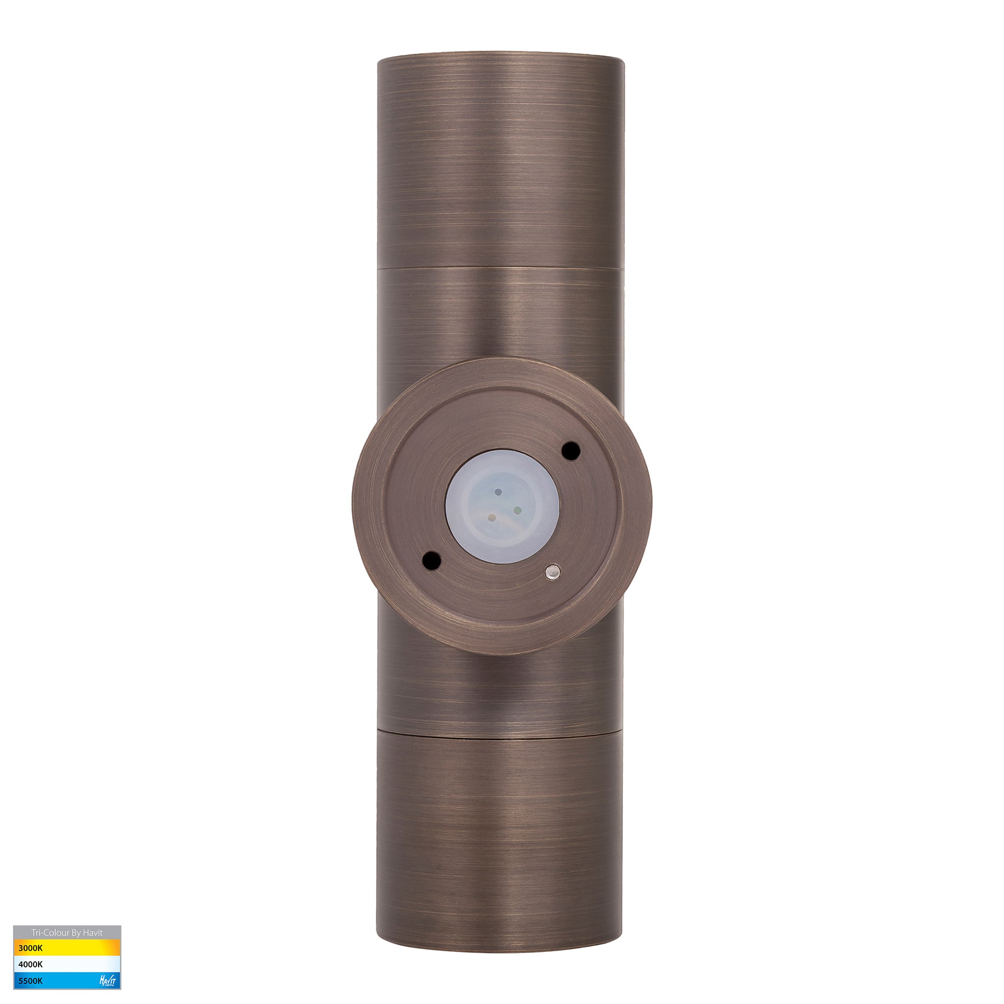 HV1095T-HV1097T - Tivah Antique Brass TRI Colour Up & Down Wall Pillar Lights