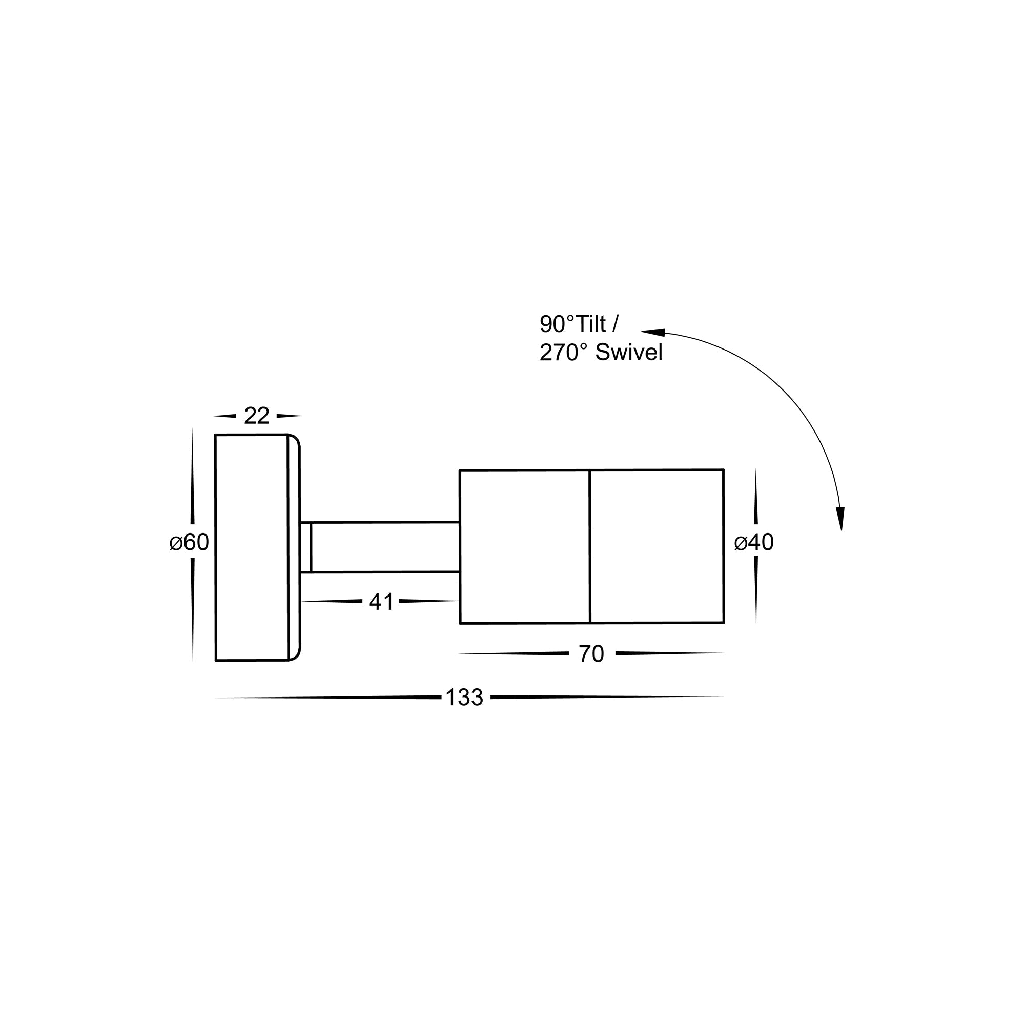 HV1227MR11NW - Mini Tivah Aluminium Black Single Adjustable Wall Pillar Lights