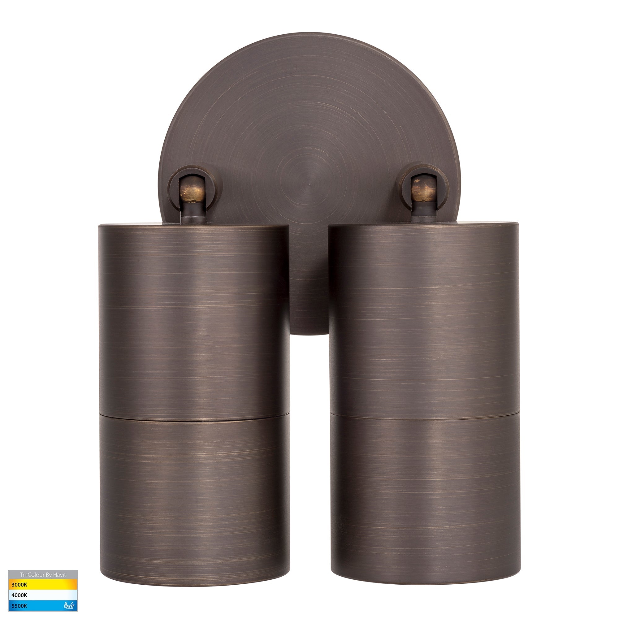 HV1395T-HV1397T - Tivah Antique Brass TRI Colour Double Adjustable Wall Pillar Lights