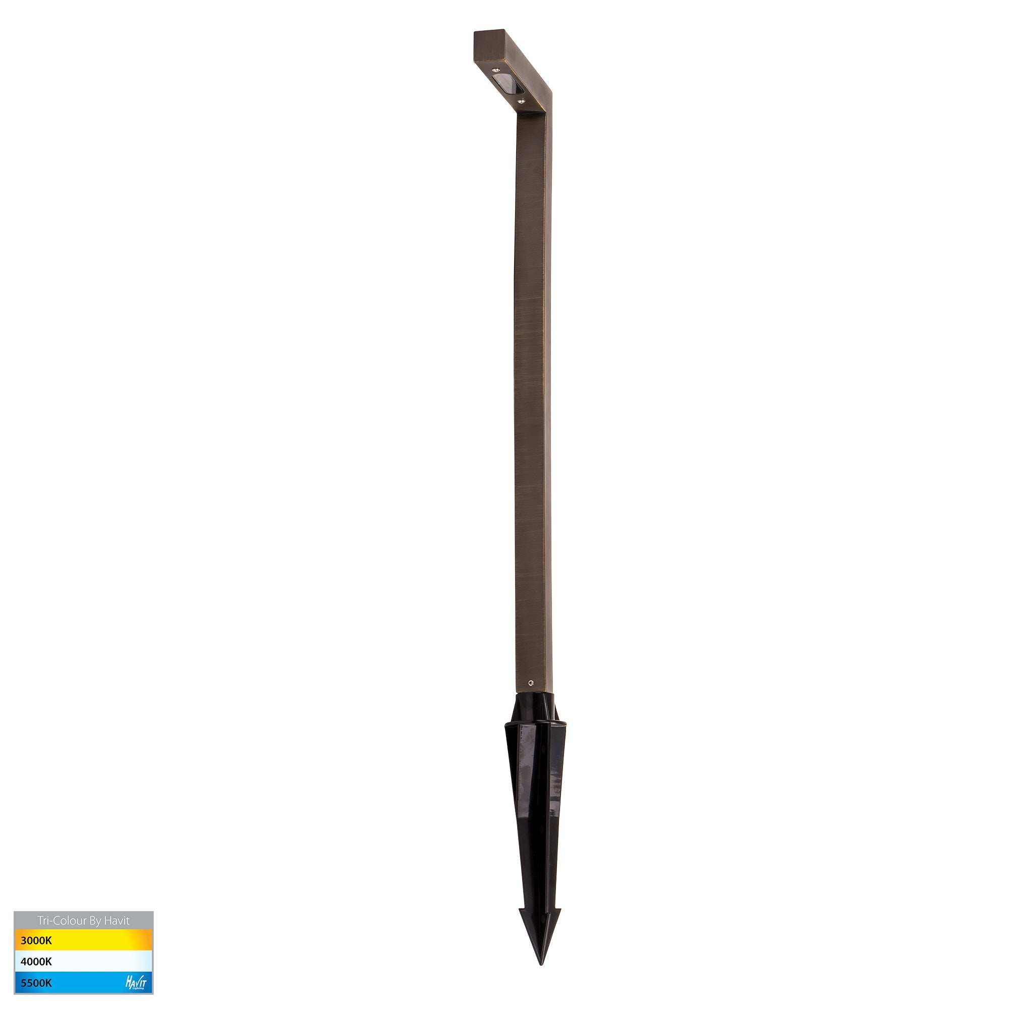 HV1459T-AB - Nedia Square 7w Tri Colour Antique Brass Garden Spike Light