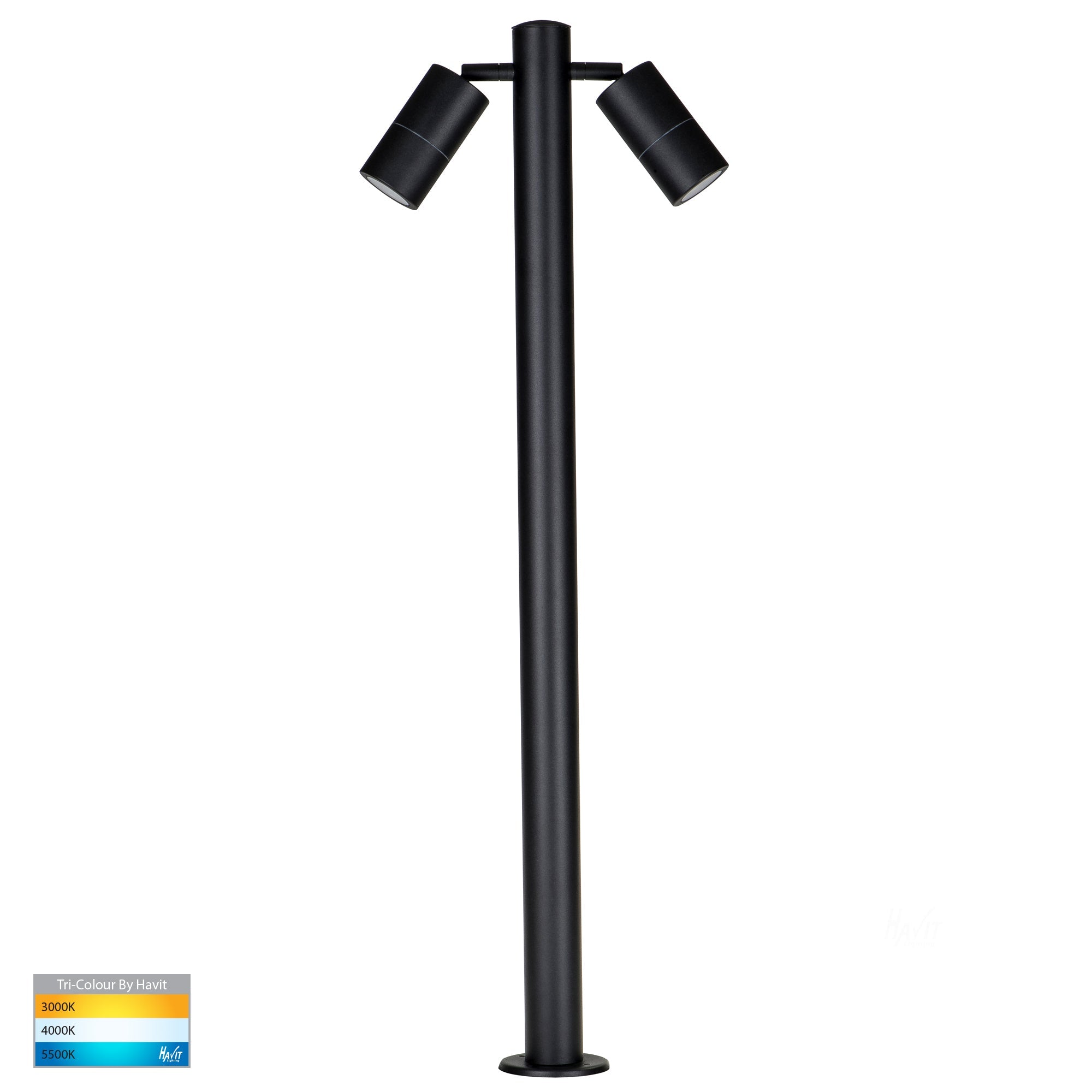HV1507T-BLK - Tivah Black TRI Colour Double Adjustable LED Bollard Light