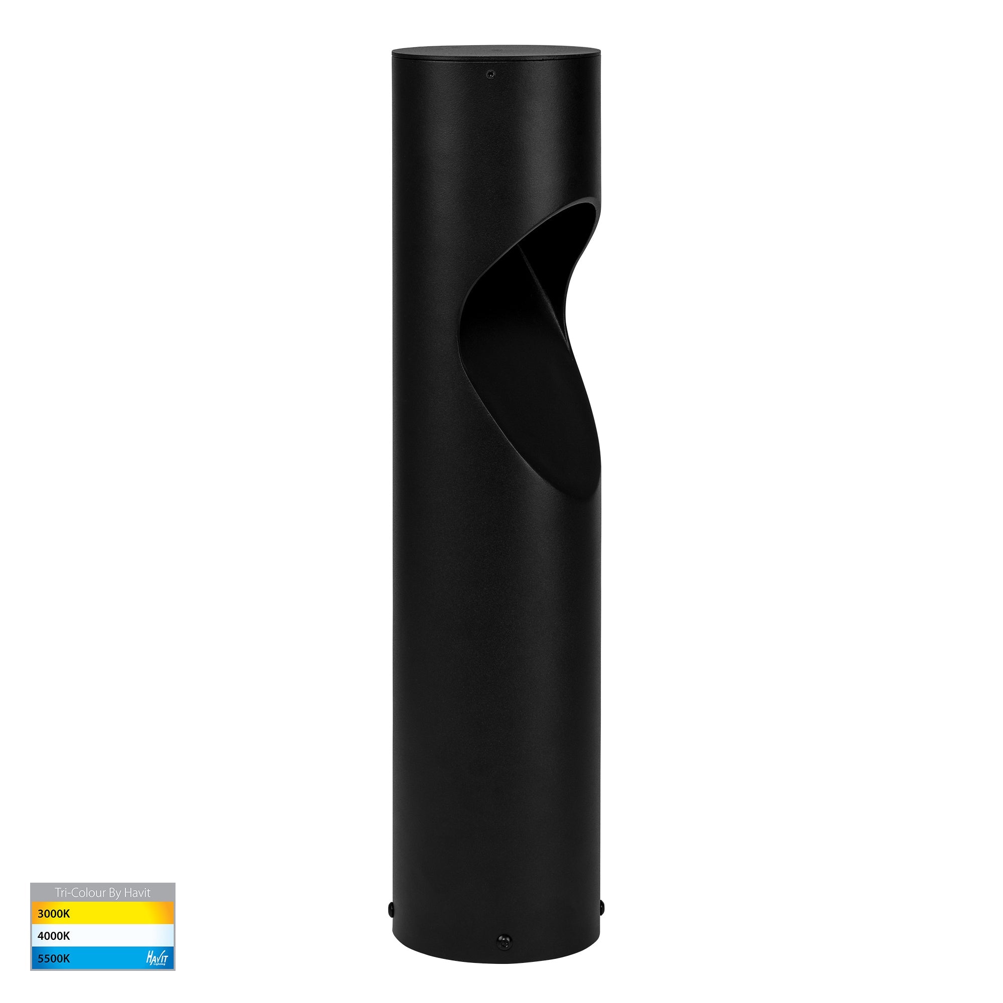 HV1630T-BLK-240V-RND | HV1630T-BLK-24V-RND- Fedor Round Aluminium Black Tri Colour LED Bollard Light