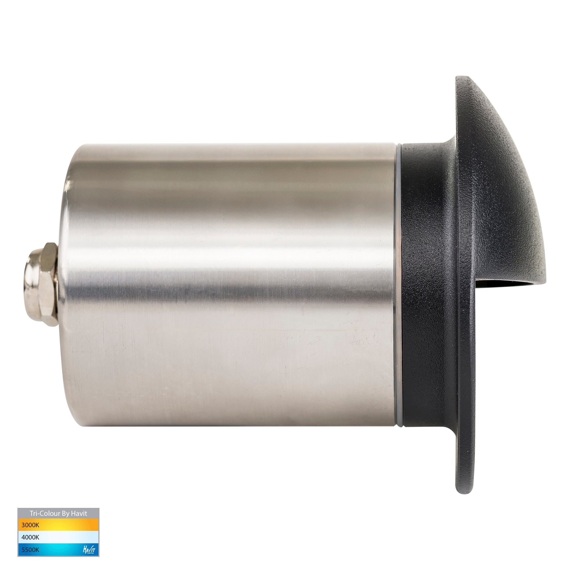 HV19012T-BLK - Ollo Black TRI Colour LED Step Light With Eyelid