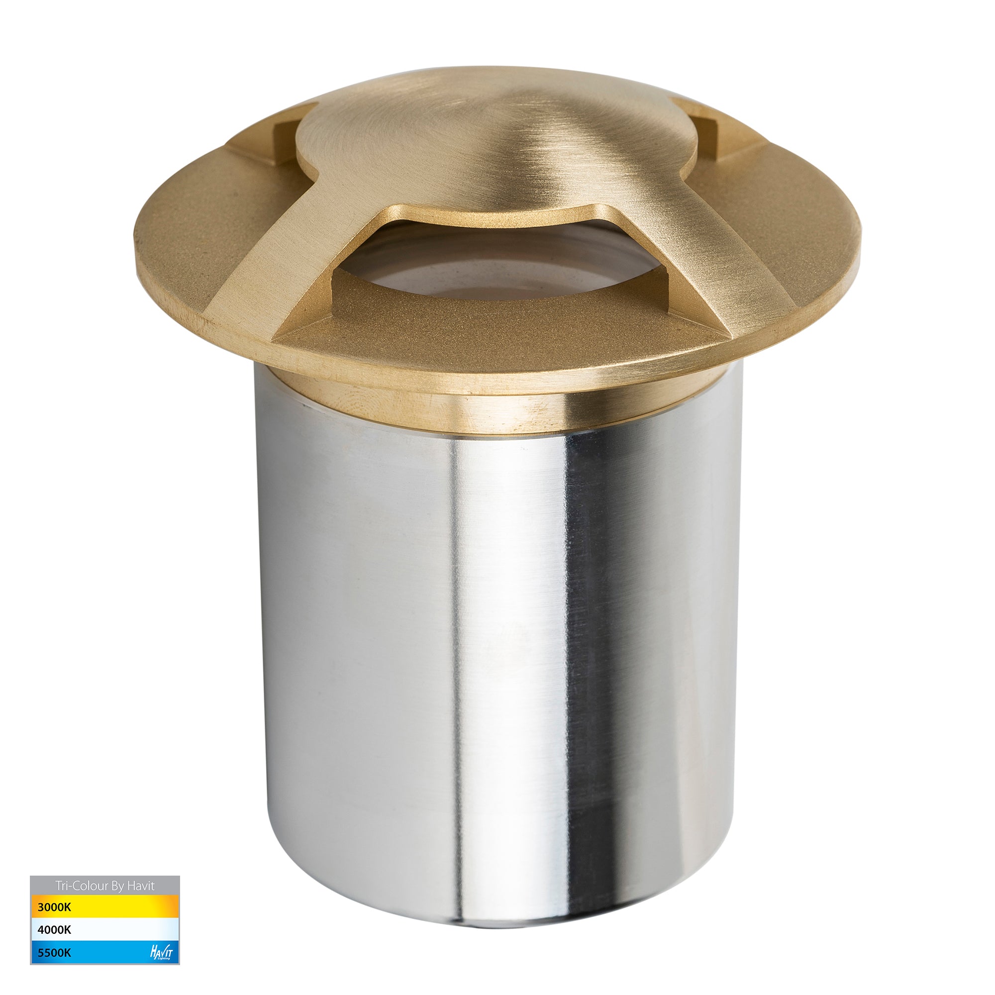 HV19092T-BR - Viale Brass TRI Colour LED Four Way Driveway Light