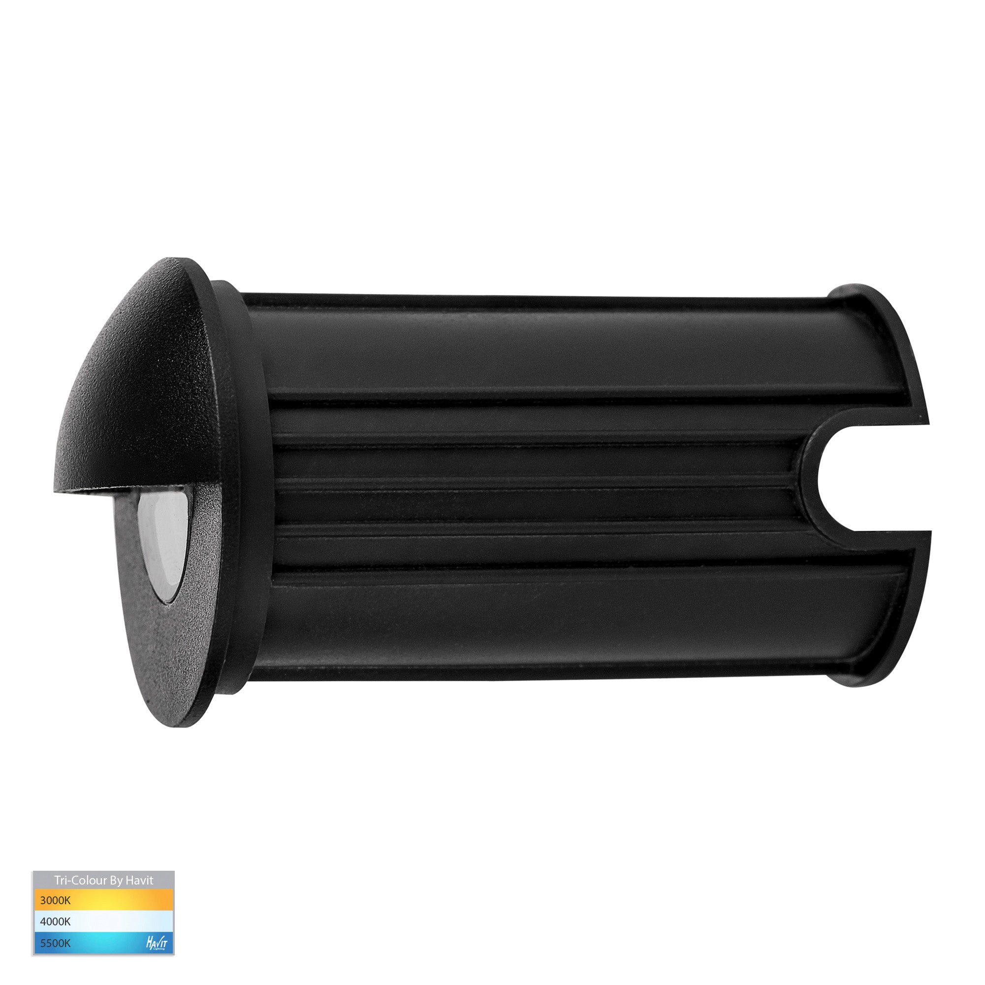 HV2883T-BLK-12V - Elite Black Aluminium LED Wall or Step Light with Eyelid