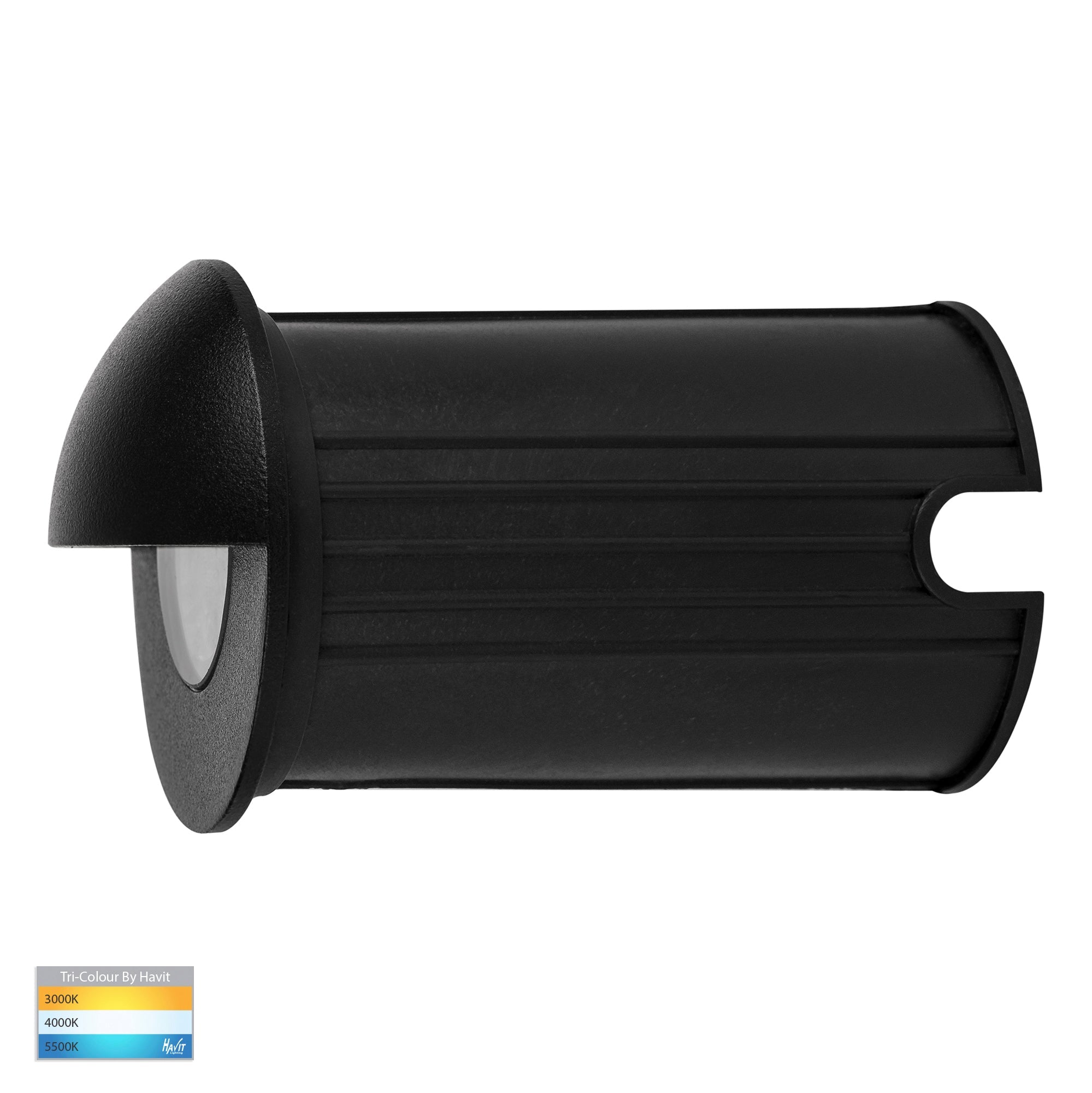 HV2884T-BLK-12V - Elite Black Aluminium LED Wall or Step Light with Eyelid