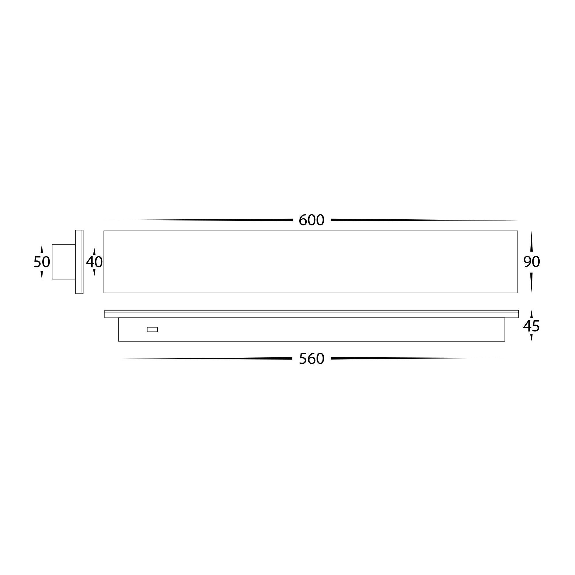 HV3572T-BLK - Barline Shadow Aluminium Black 600mm Wall Light
