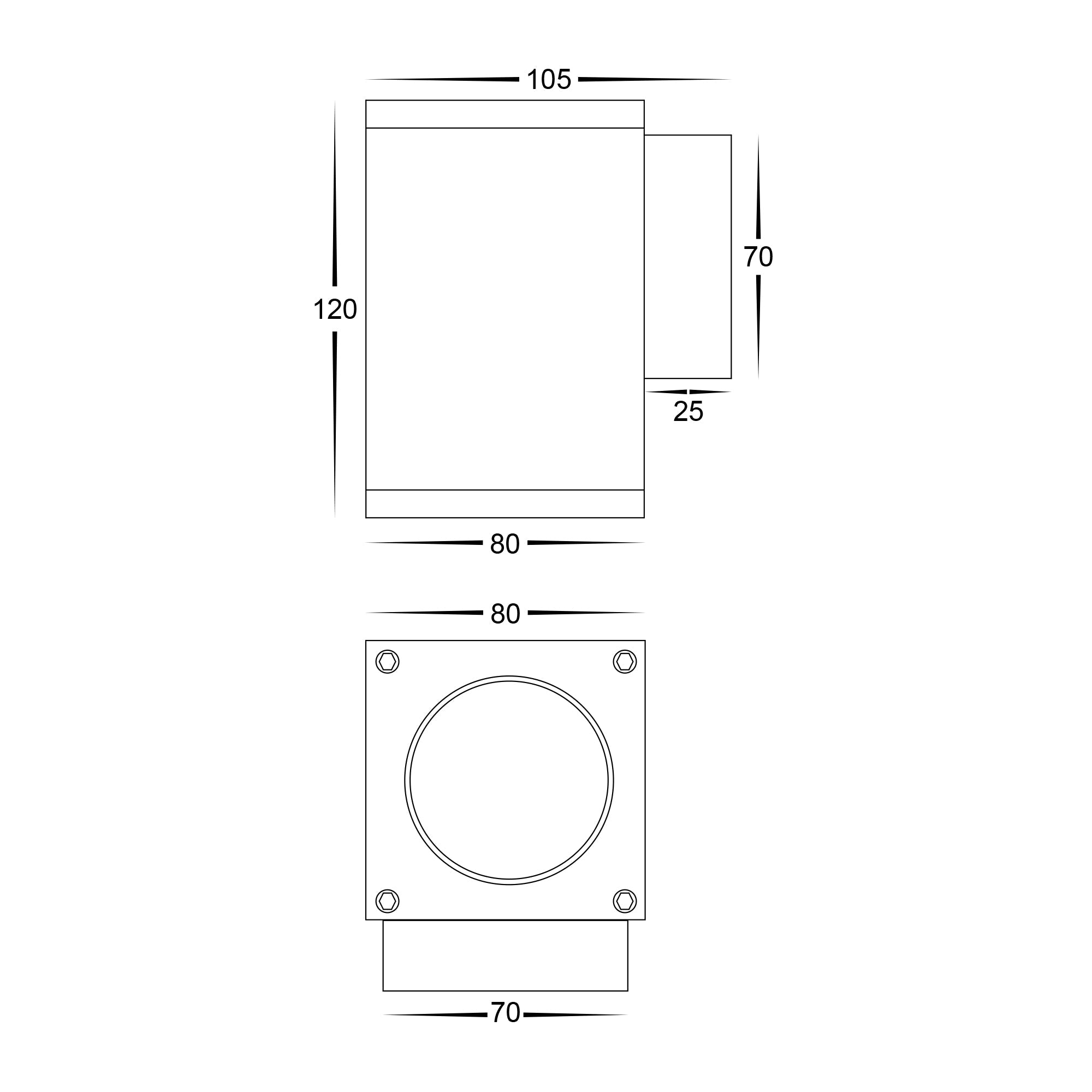 HV3623T-WHT - Quadru Square White TRI Colour Fixed Down LED Wall Light