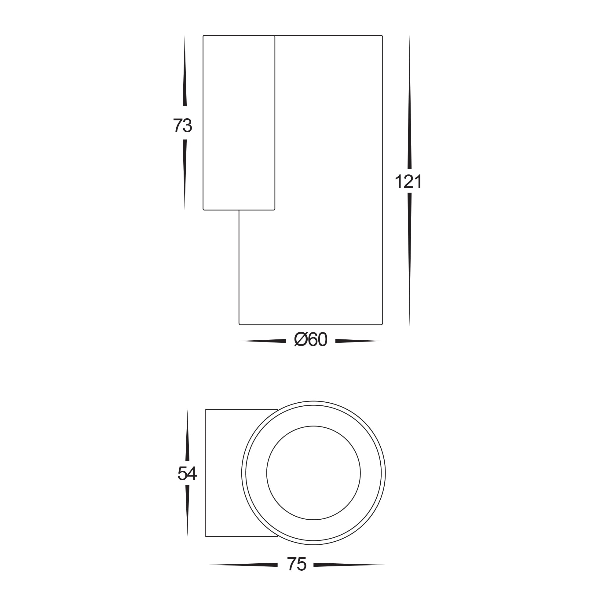 HV3625T-AB - Aries Antique Brass LED Fixed Down Wall Light