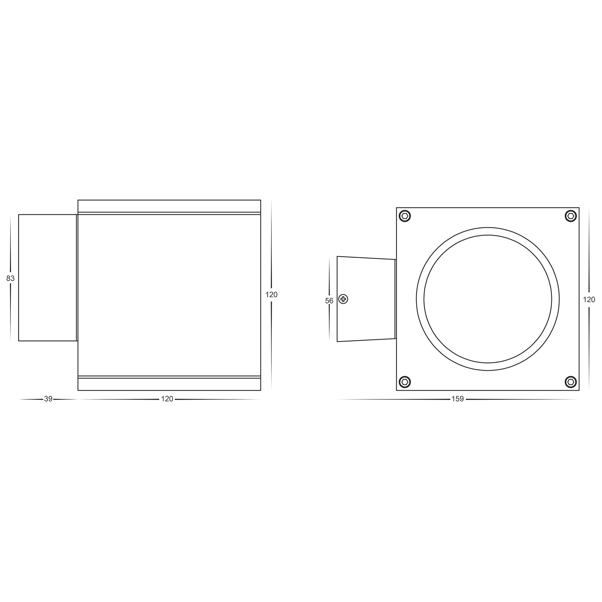 HV3628T-WHT-SQ - Porter Square Fixed Down LED Wall Light