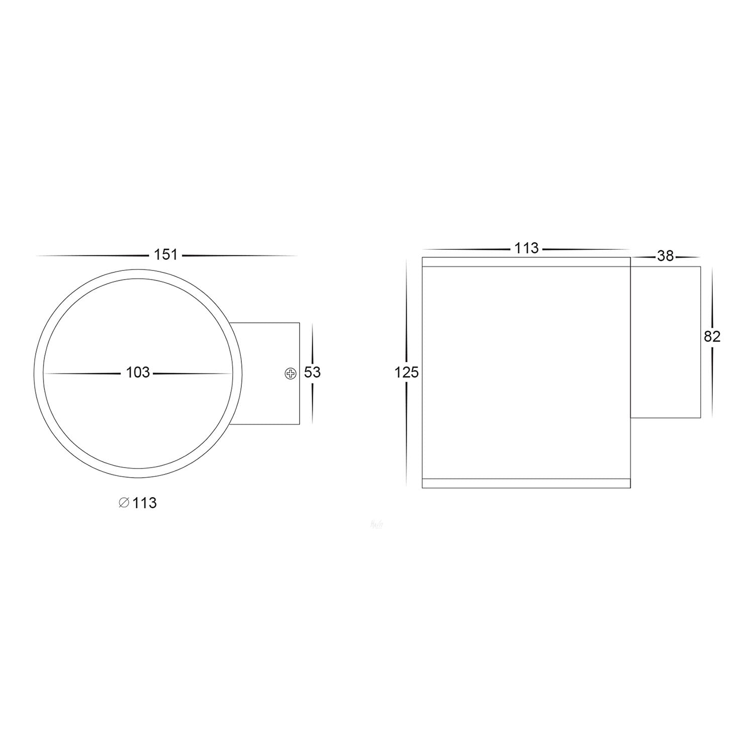 HV3628T-WHT - Porter 15w LED White Large Fixed Down Wall Light