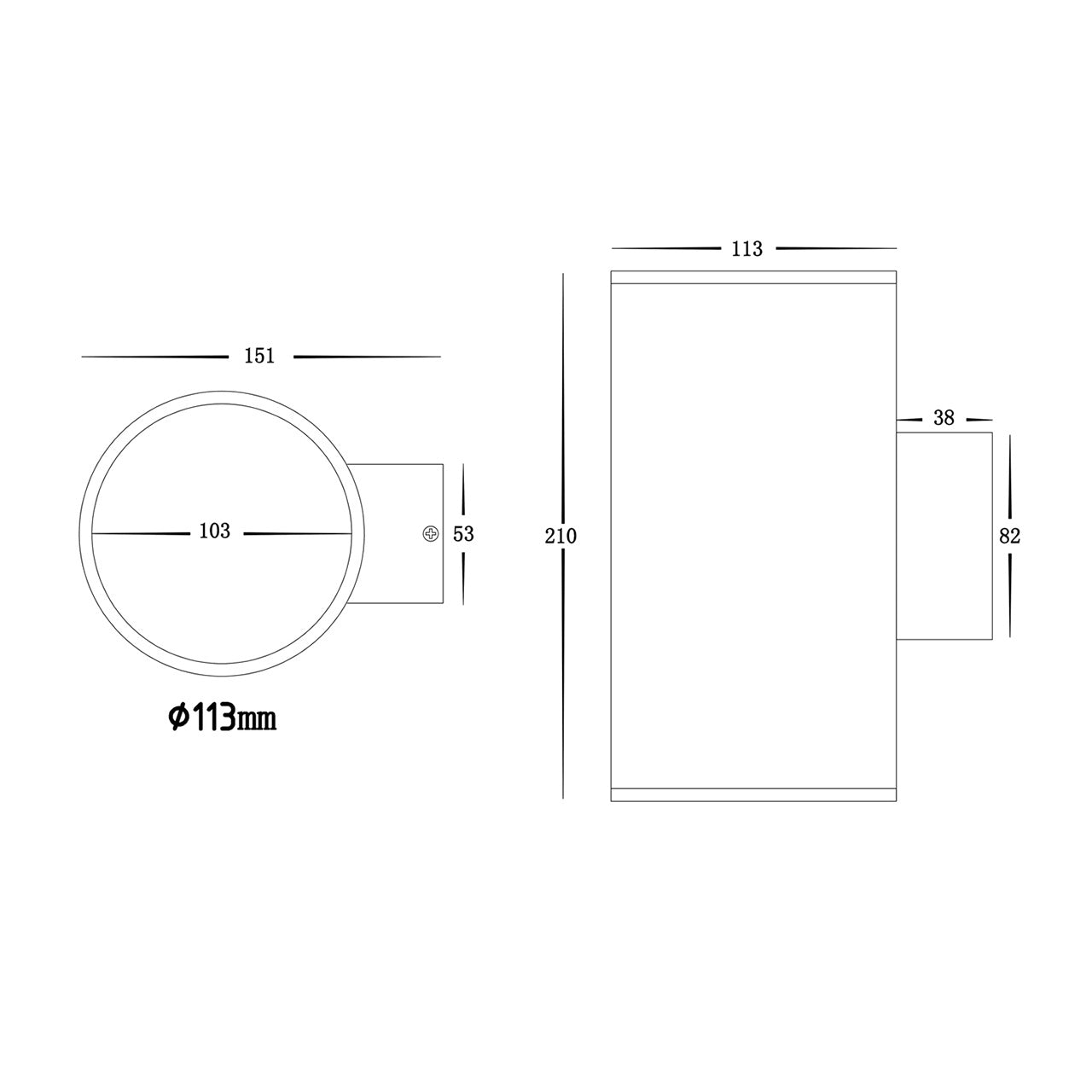 HV3629T-BLK - Porter Large Black Up & Down LED Wall Light