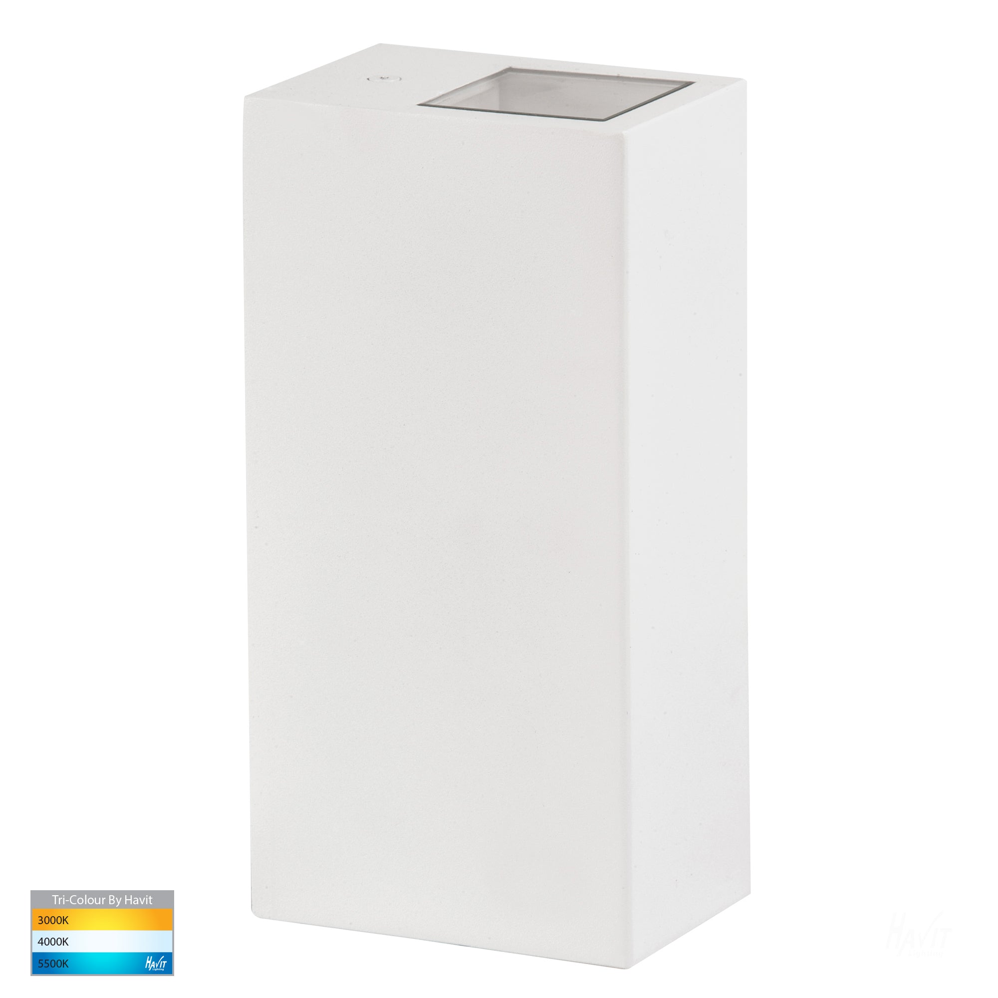 HV3633T-WHT - Veldi White Square TRI Colour Up & Down Wall Light