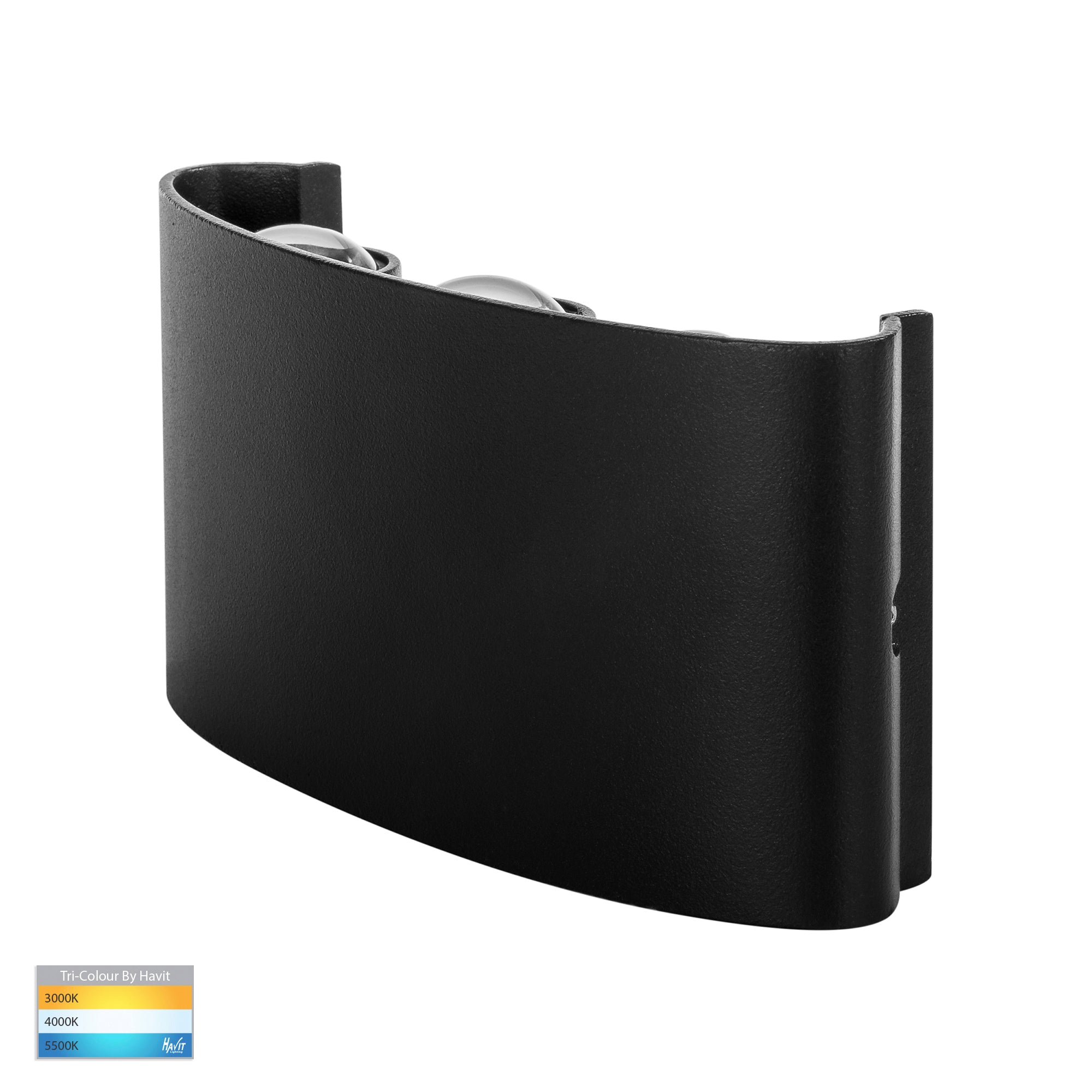 HV3696T-BLK-240V | HV3696T-BLK-12V - Maro Black Up & Down TRI Colour LED Wall Light