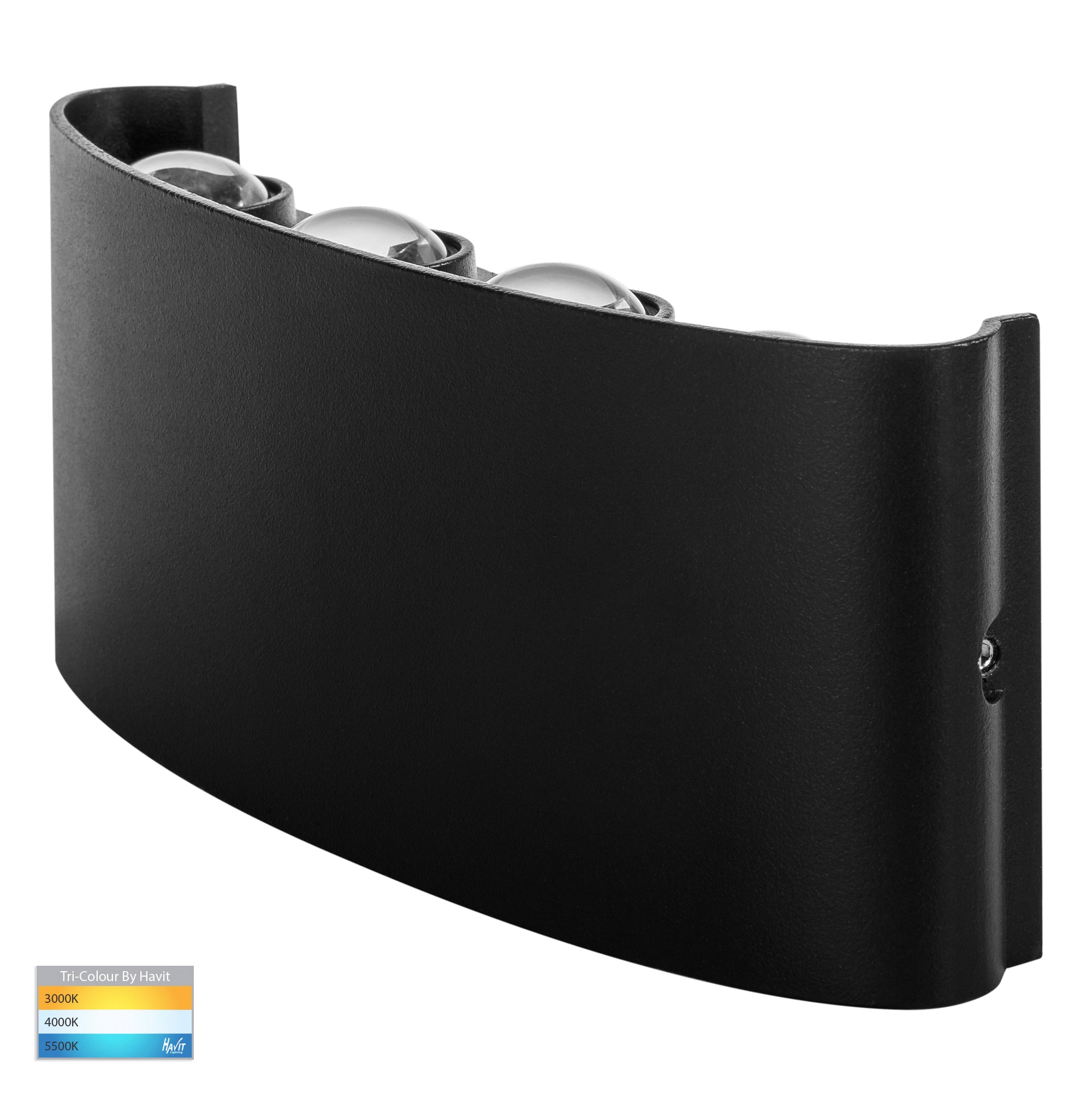 HV3697T-BLK-240V | HV3697T-BLK-12V - Maro Black Up & Down TRI Colour LED Wall Light