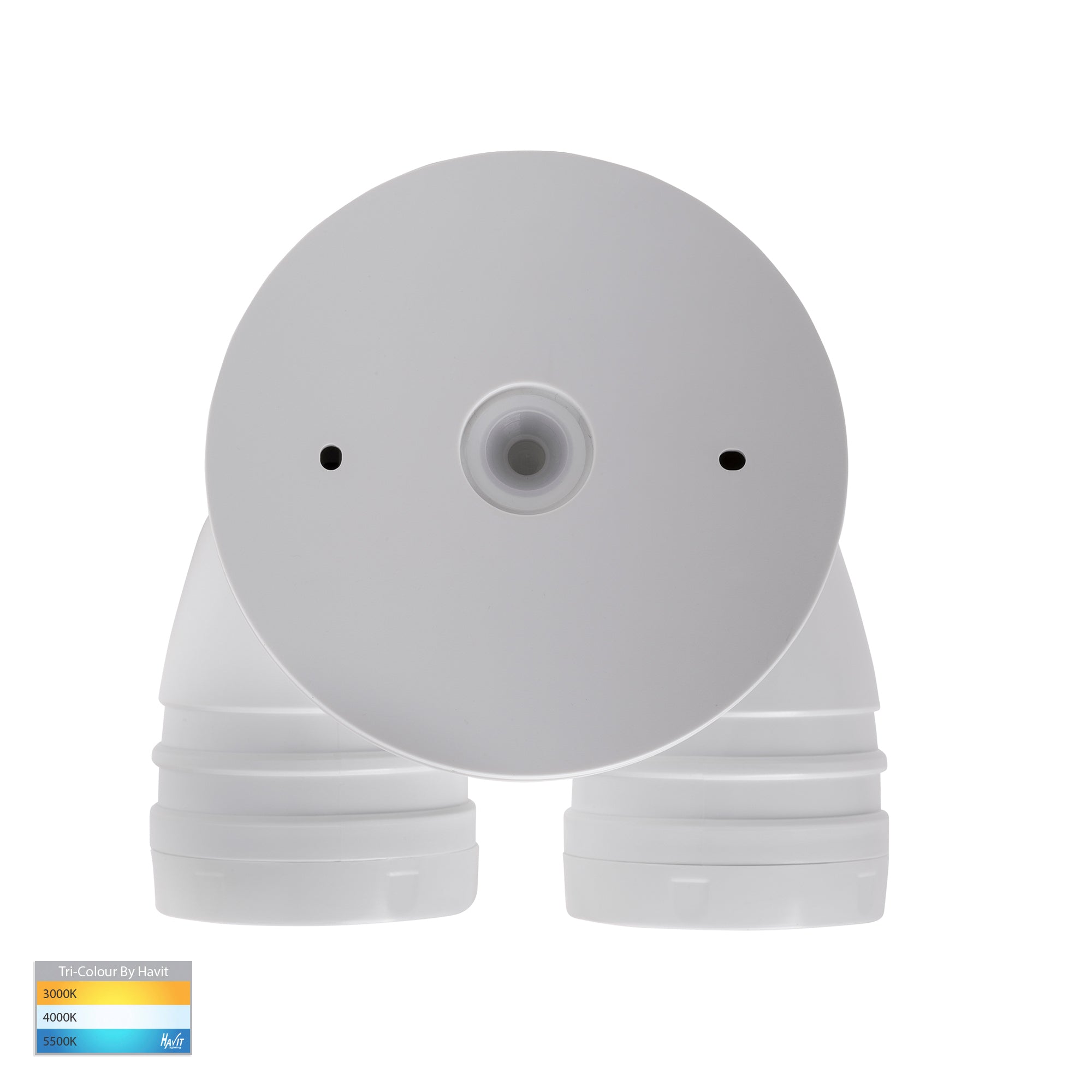 HV3794T-WHT - Focus Polycarbonate White Double Adjustable Spot Light With Sensor