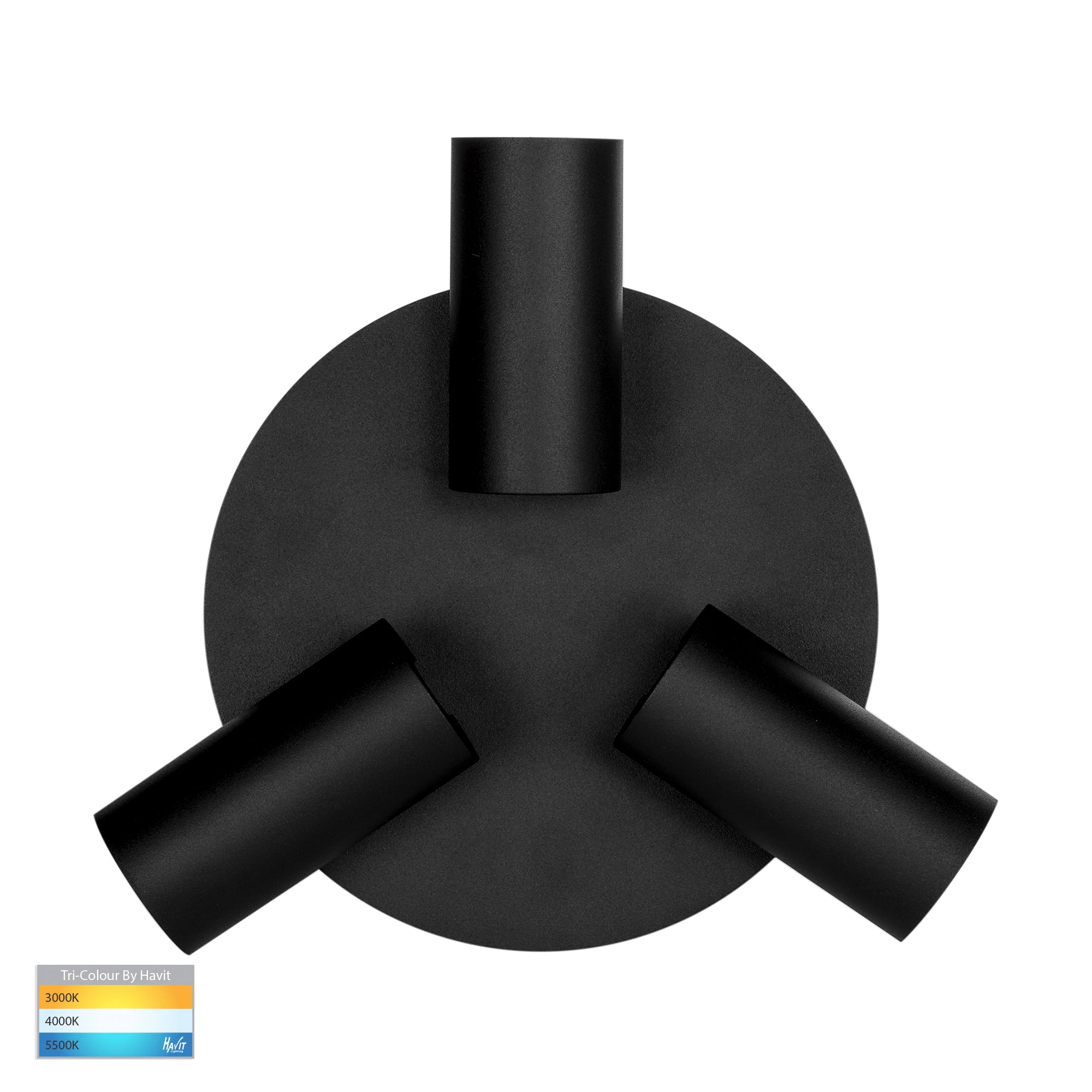 HV4002T-3-BLK-RND - Revo Black 3 Light TRI Colour Round Plate