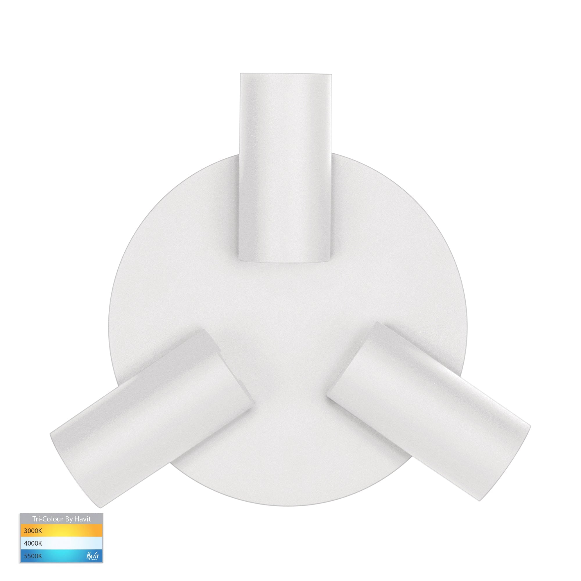 HV4002T-3-WHT-RND - Revo White 3 Light TRI Colour Round Plate