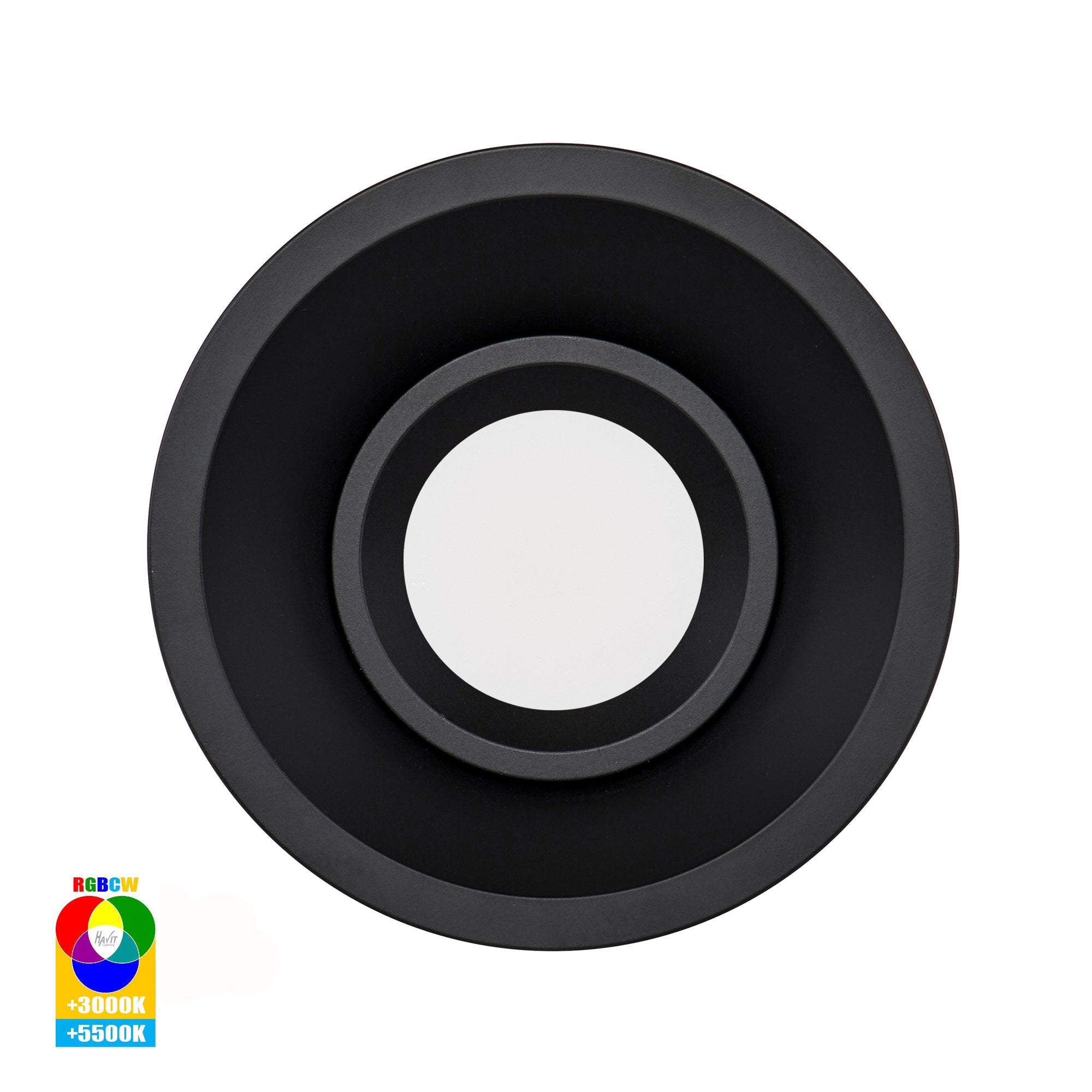 HV5514RGBCW-BLK - Prime Black Fixed Deep RGBCW WIFI LED Downlight