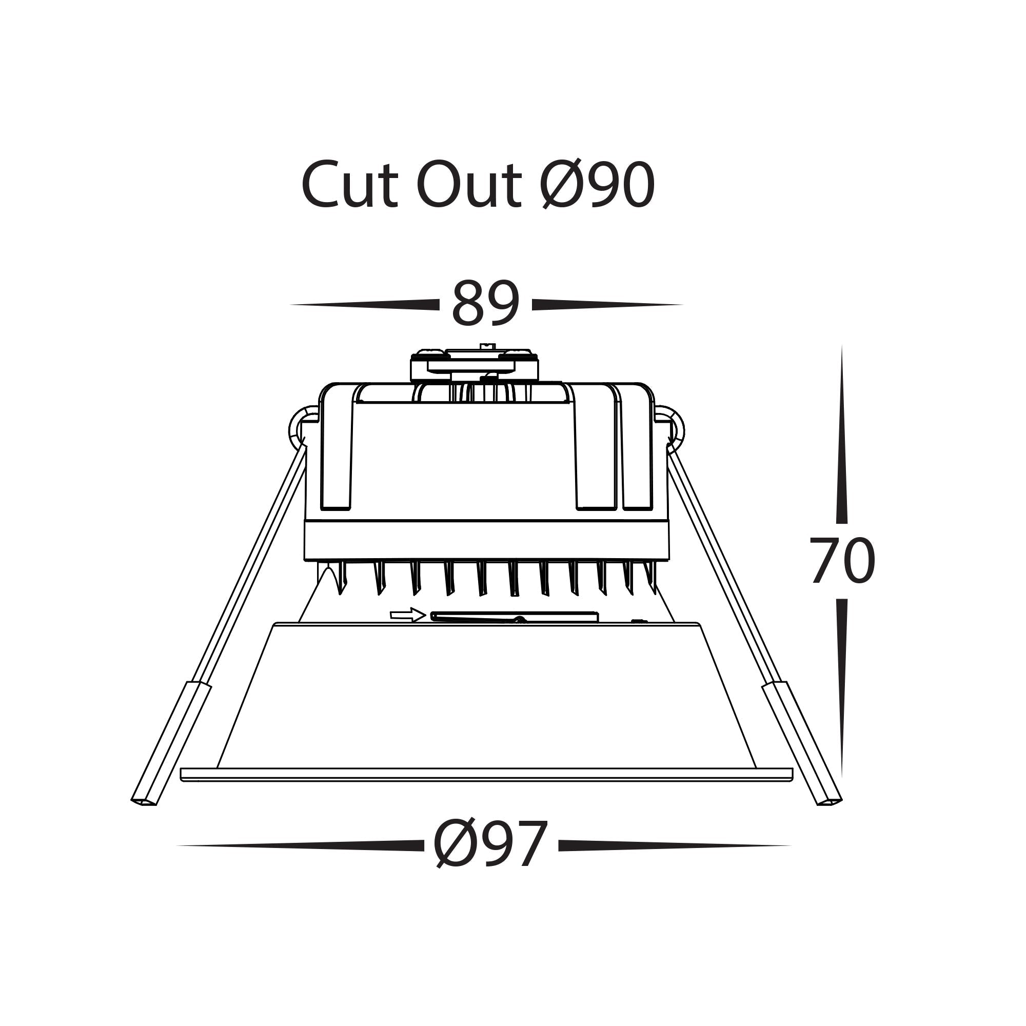 HV5528T-WW - Gleam White with White Insert Tri Colour Fixed Deep LED Downlight