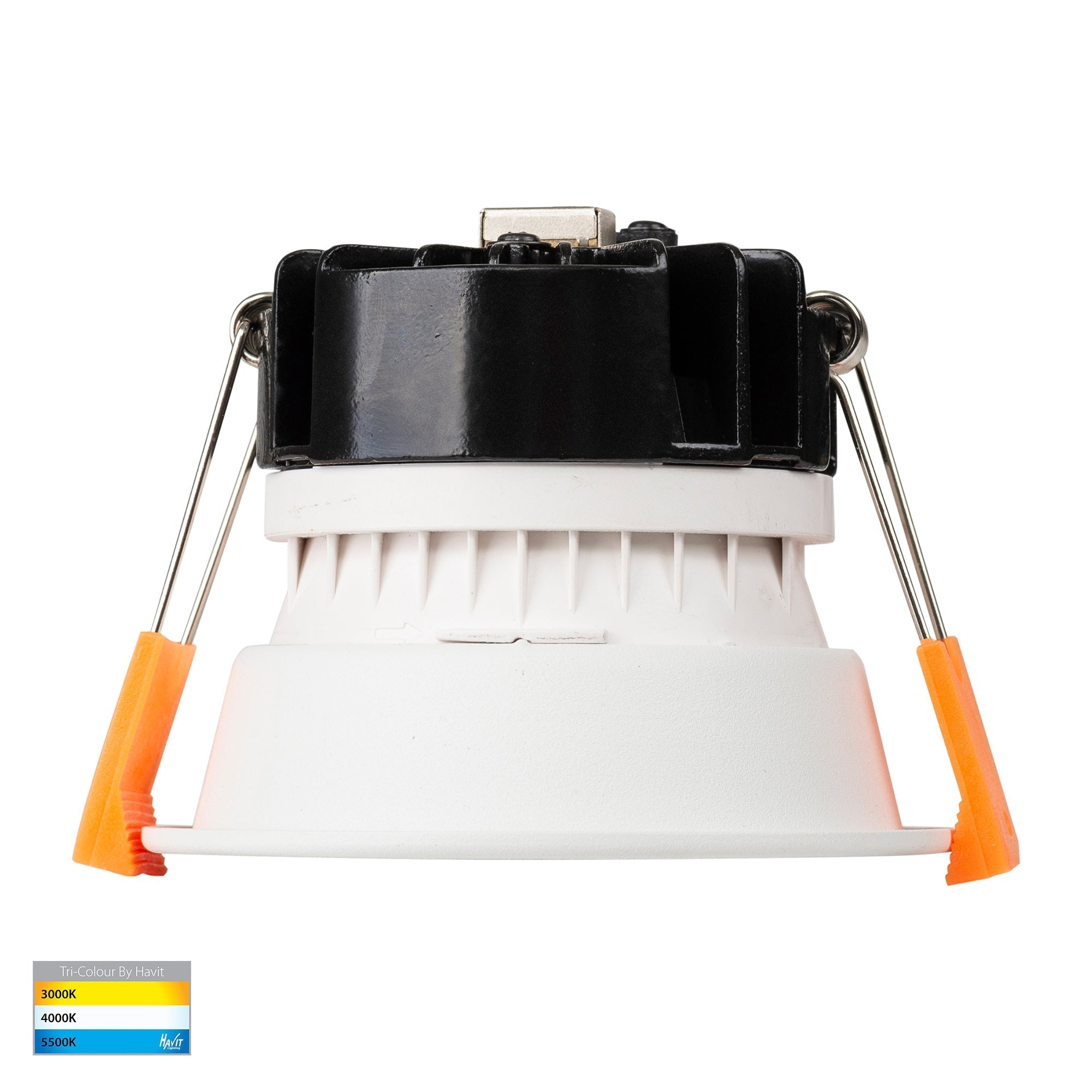HV5529T-WG - Gleam White with Gold Insert Tri Colour Fixed Deep LED Downlight