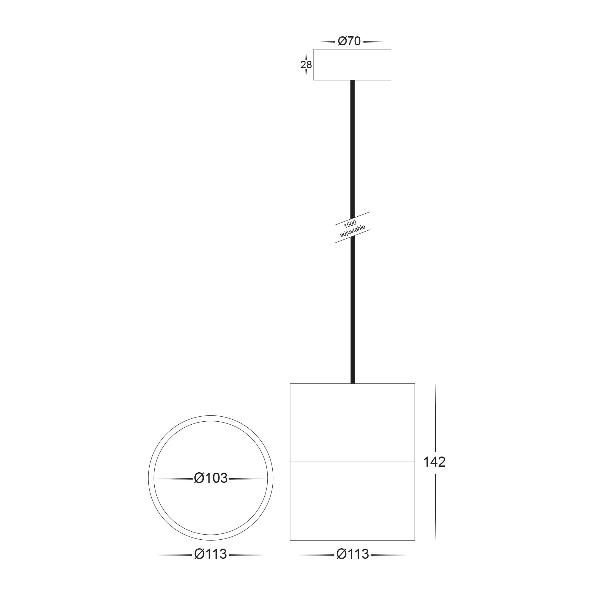 HV5803T-BLK-P - Nella Black 12w LED Pendant