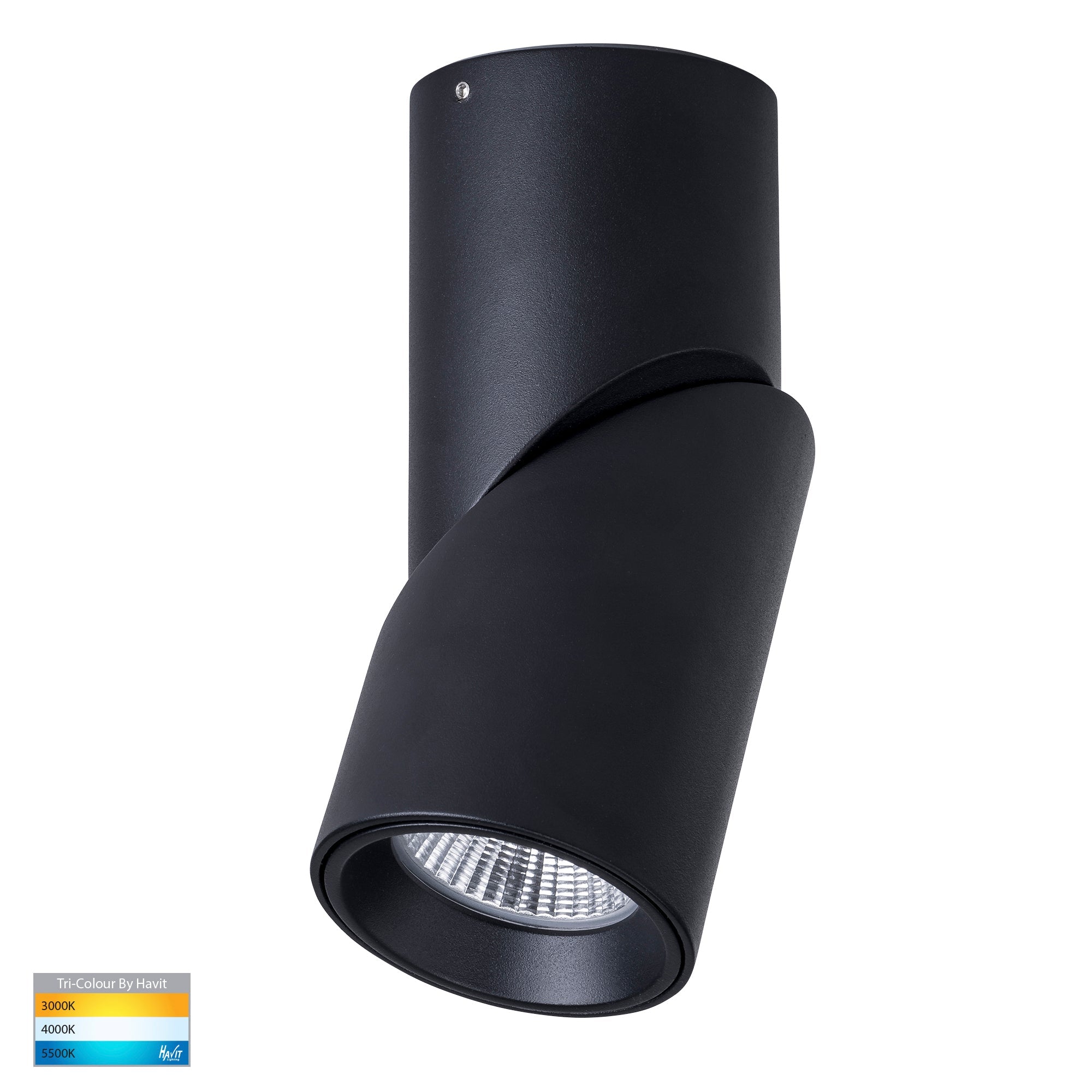 HV5823T-BLK | HV5823T-BLK-12V - Nella Black 12w Surface Mounted Rotatable LED Downlight