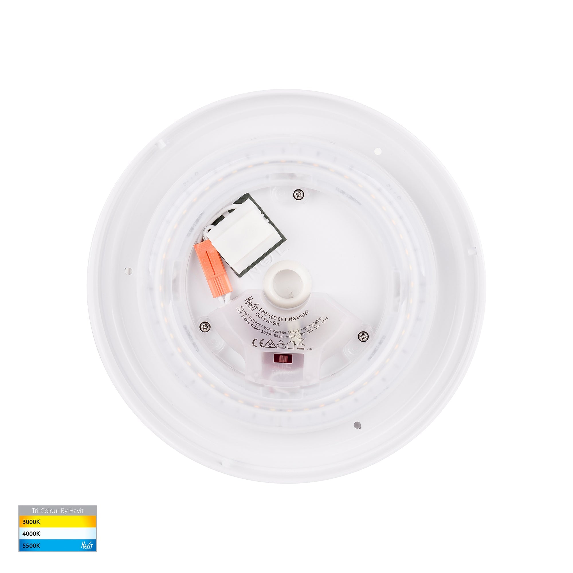 HV5884T-WHT - Ostra White 12w LED Ceiling Mounted Oyster Light