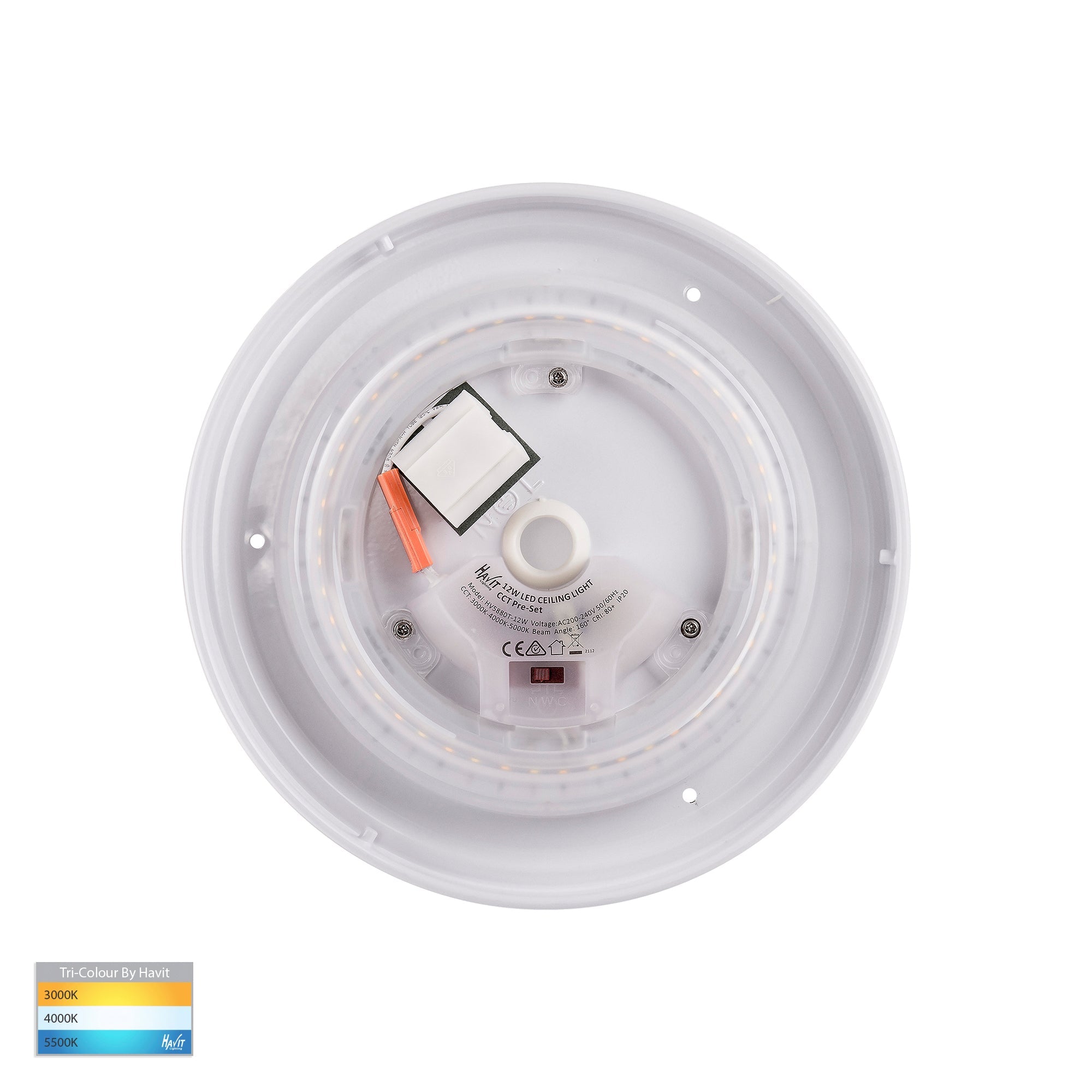 HV5887T-WHT - Ostron White 12w LED Ceiling Mounted Oyster Light