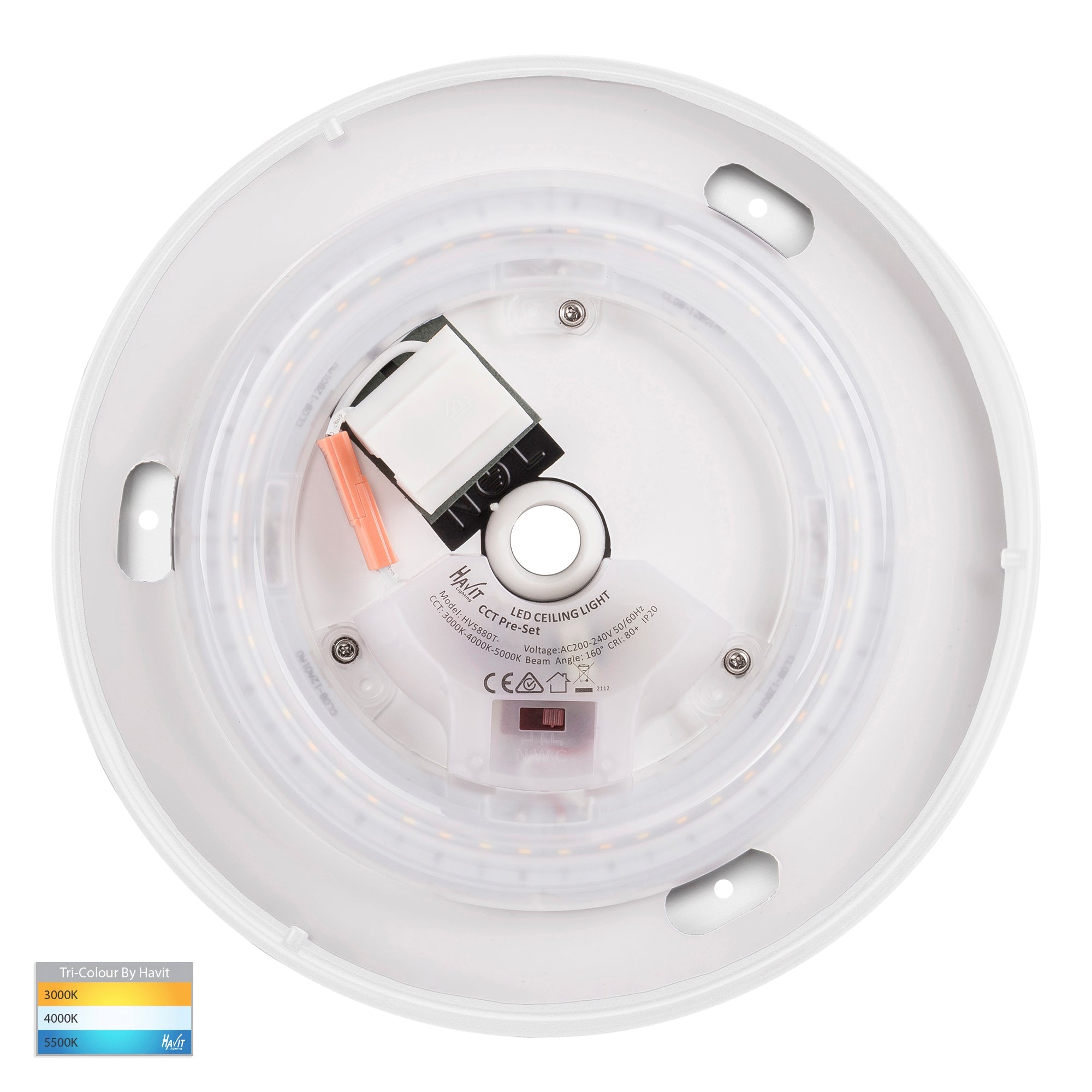 HV5889T-WHT - Ostron White 28w LED Ceiling Mounted Oyster Light