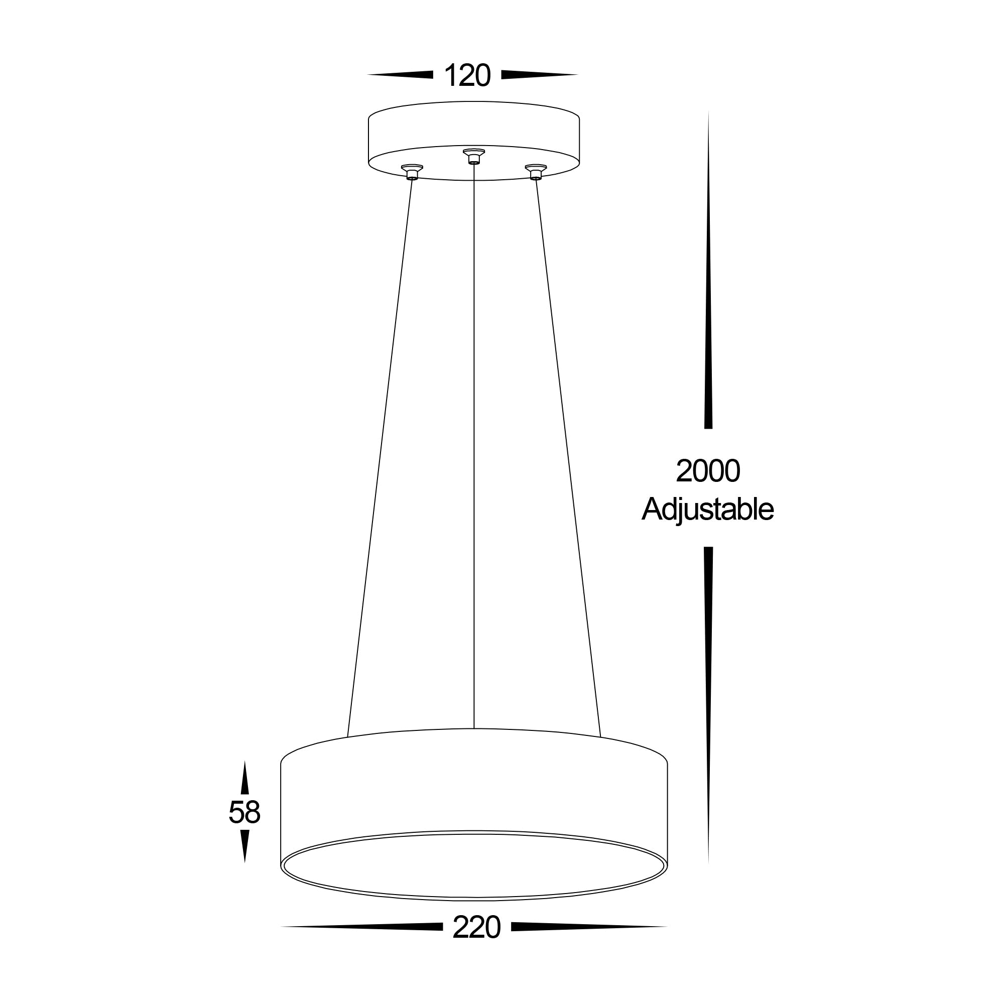 HV5892T-WHT-PDT - Nella 220mm White 20w Round Pendant