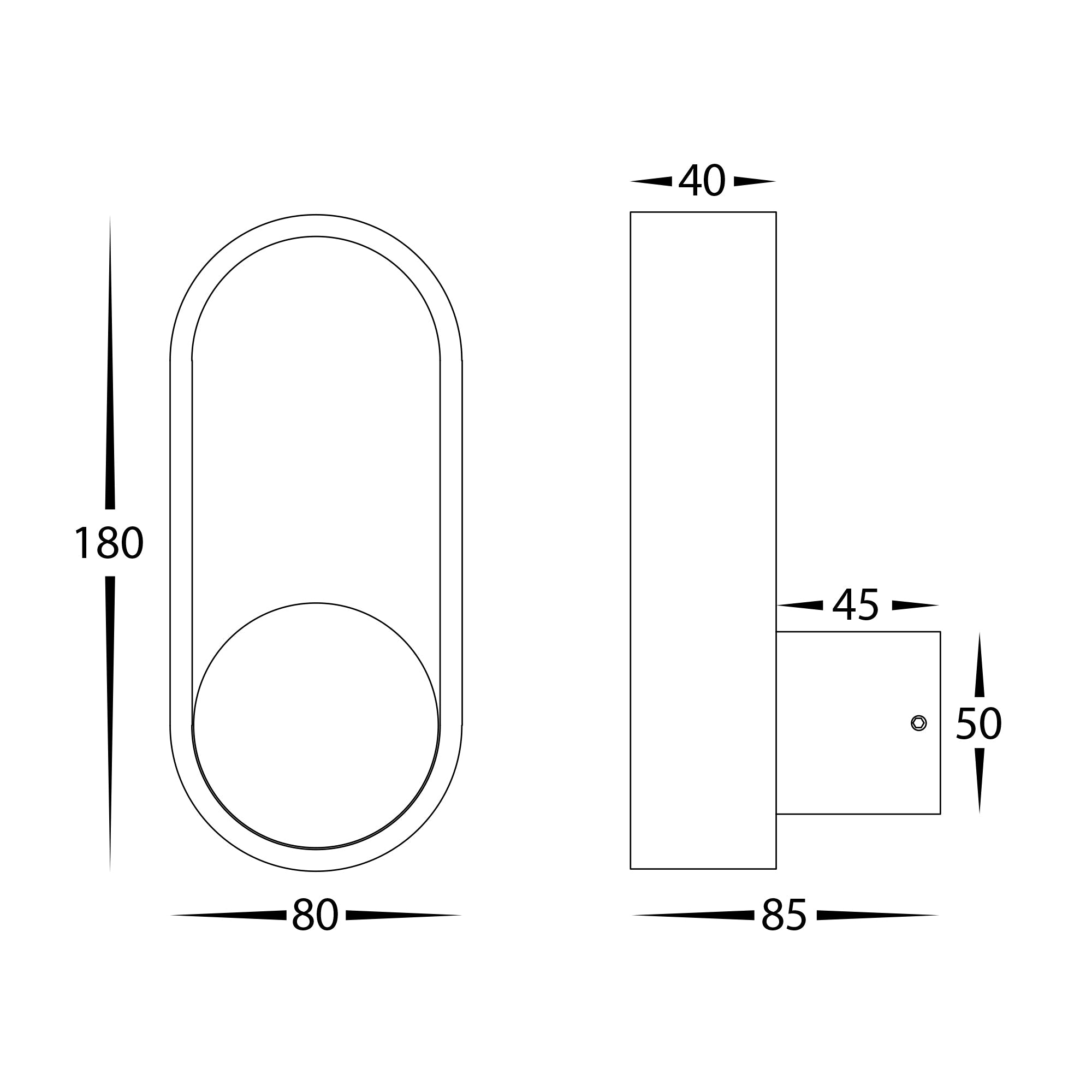 HV8080T-BLK - Ovale Black Wall Light