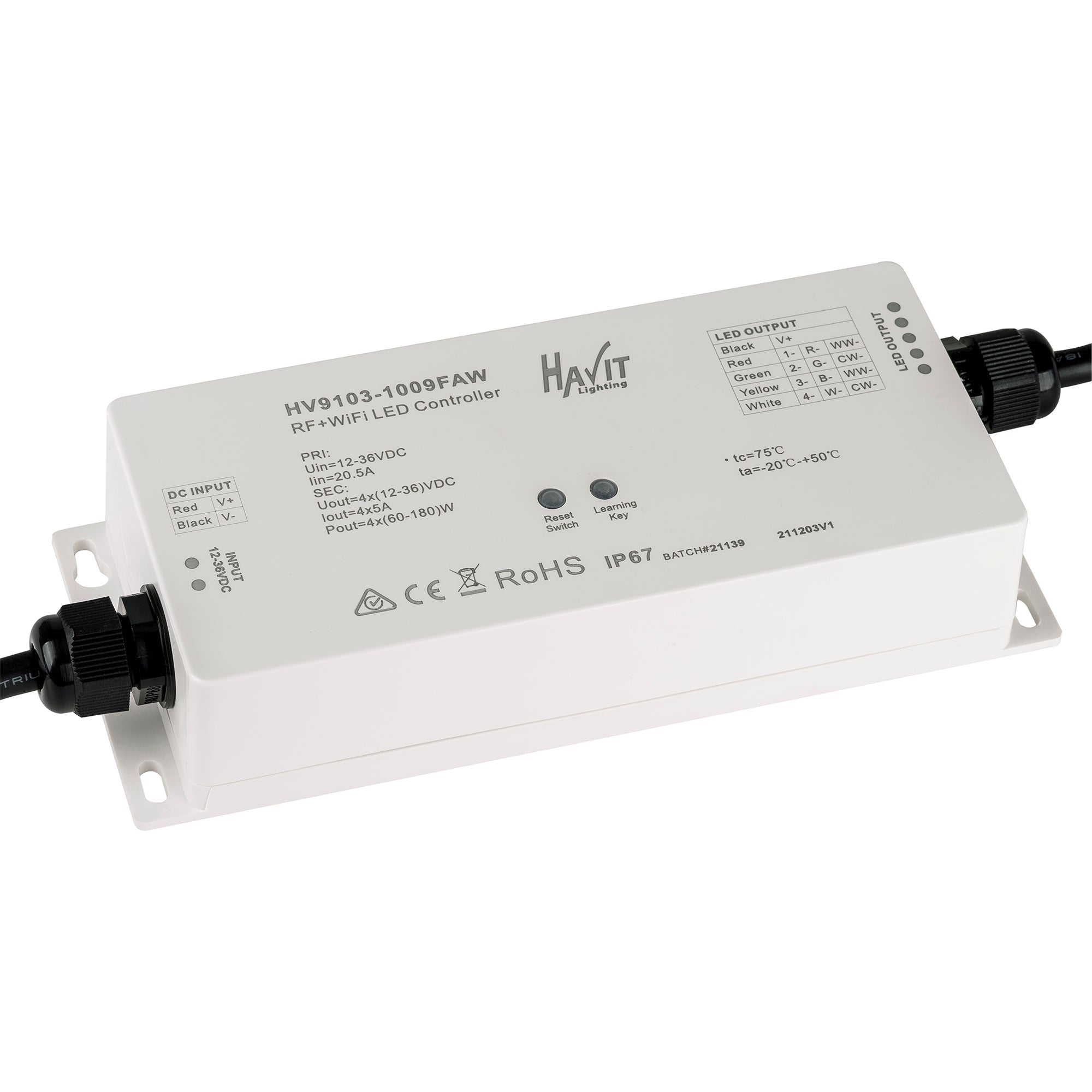 HV9103-1009FAW - RF + WIFI 4 Channel LED Strip Receiver