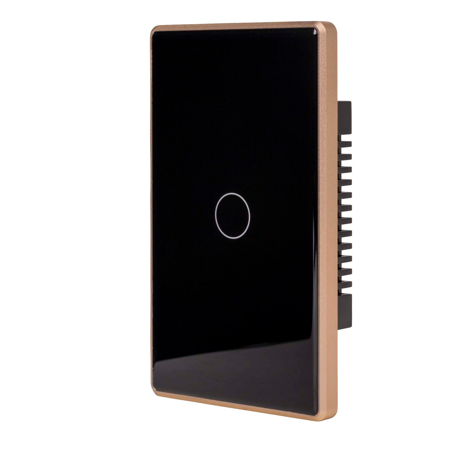 HV9220-1 - Wifi Single Gang Black with Gold Trim Wall Switch