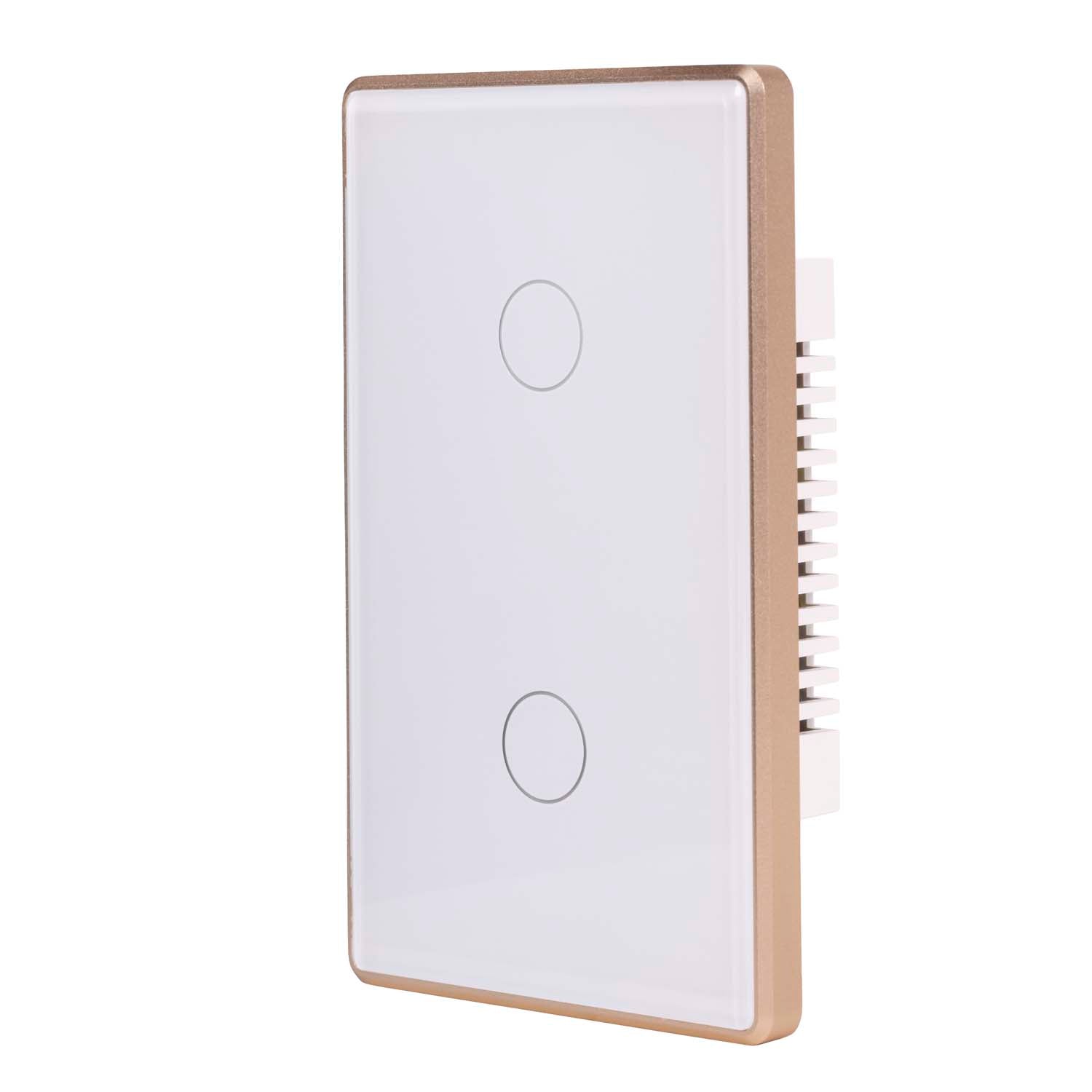 HV9120-2 - Wifi 2 Gang White with Gold Trim Wall Switch